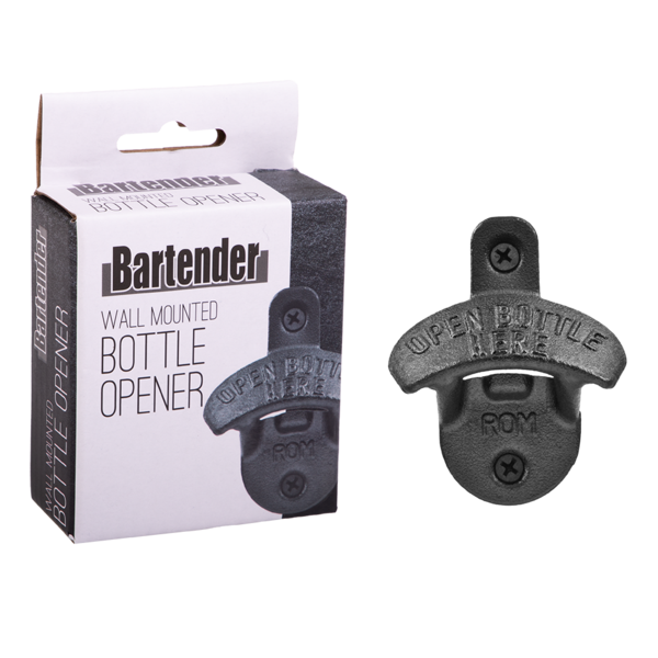 Bartender Wall Mounted Bottle Opener - Black