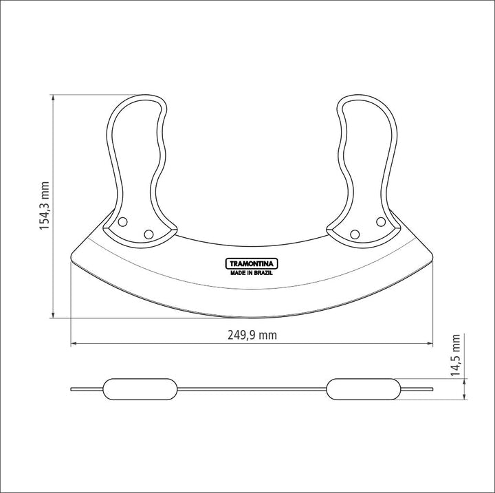 Tramontina Polywood Mezzaluna With Stainless-Steel Blade & Red Treated Wood Handles