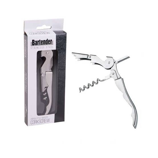 Bartender French Style Stainless Steel Waiters Corkscrew