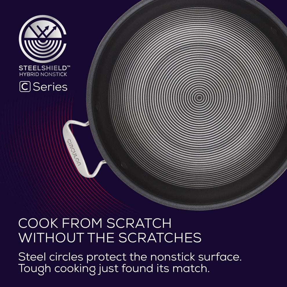 Circulon C-Series Hybrid Clad Stainless Steel Nonstick Induction Open Stirfry 32cm