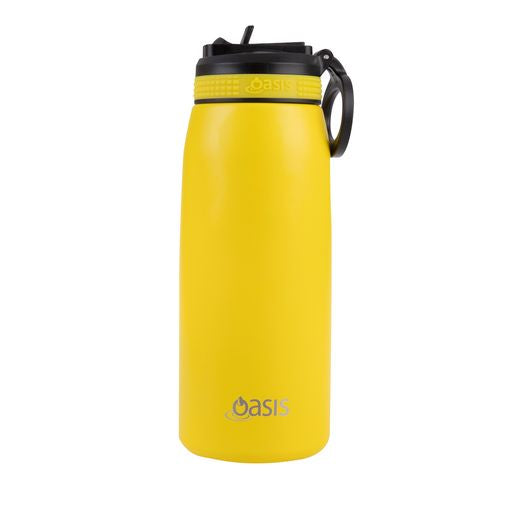 Oasis Double Wall Sports Bottle with Sipper Straw 780ml - Neon Yellow