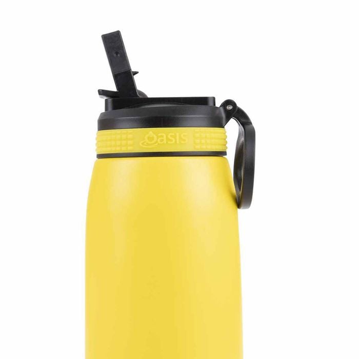 Oasis Double Wall Sports Bottle with Sipper Straw 780ml - Neon Yellow