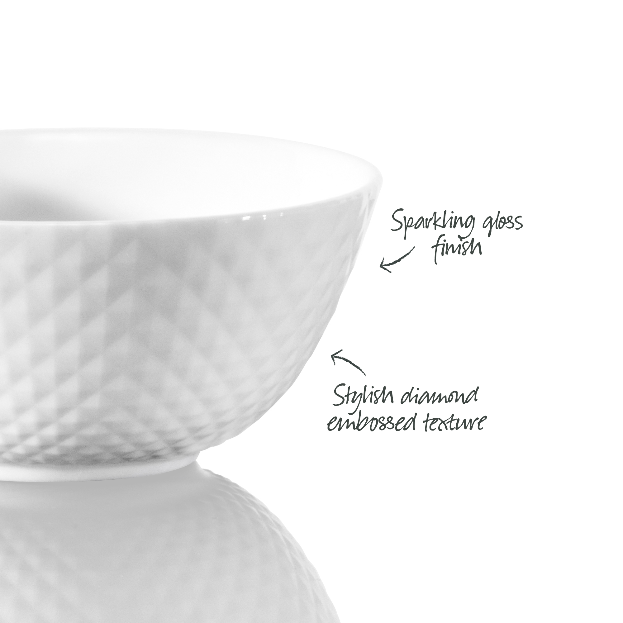 Wiltshire Diamond White Rice Bowl 12cm x 5.5cm