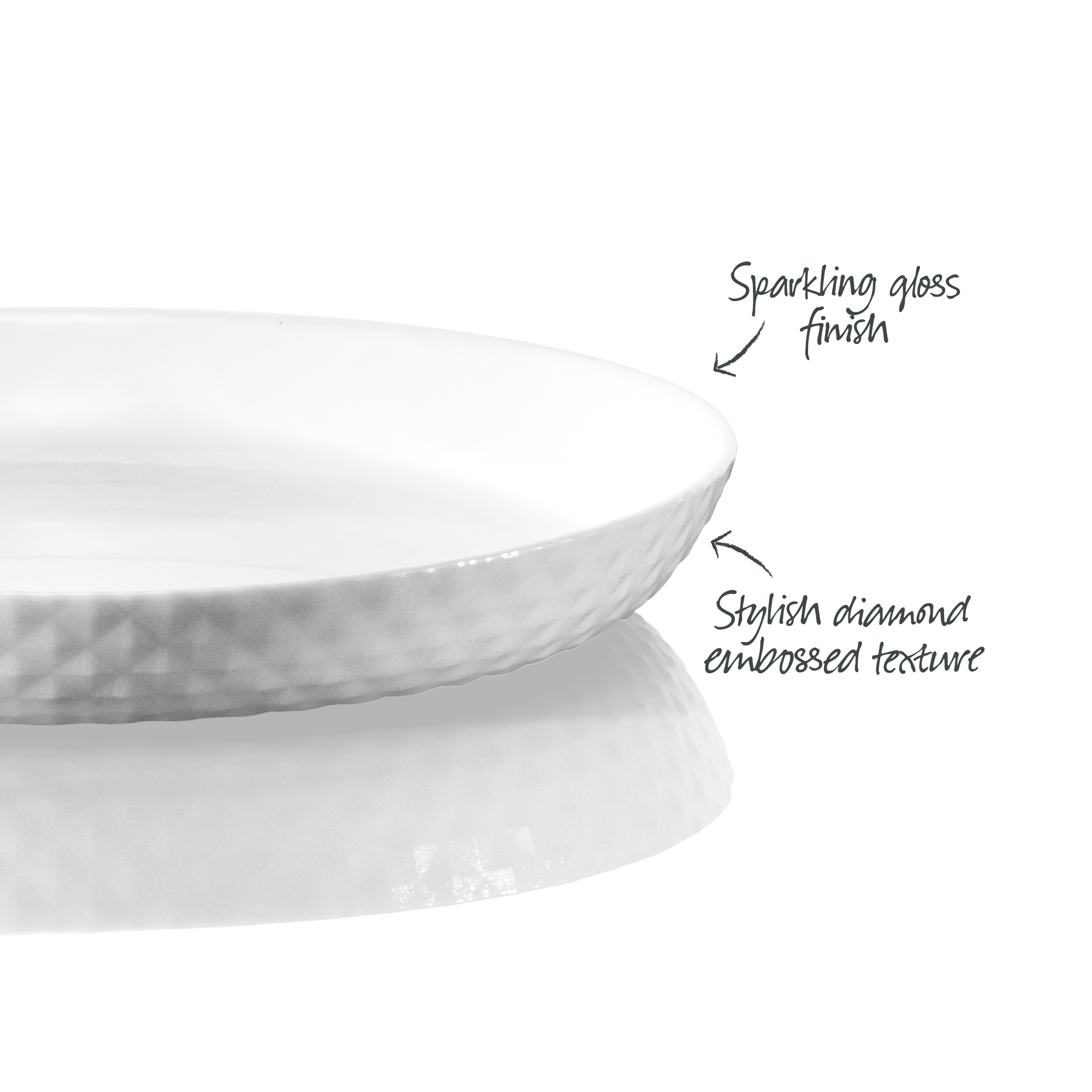 Wiltshire Diamond White Side Plate 19cm x 2.4cm