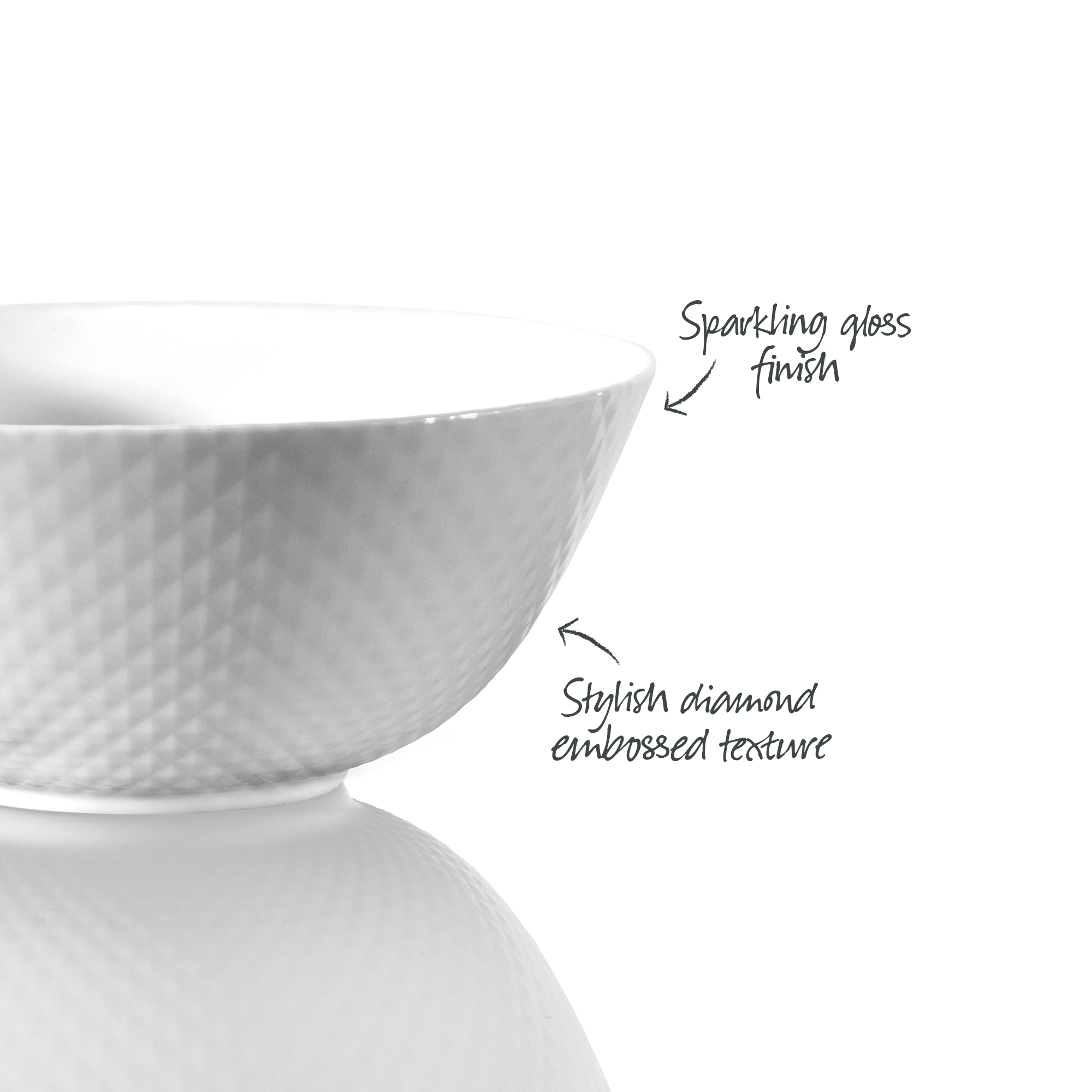 Wiltshire Diamond White Noodle Bowl 18cm x 7.5cm