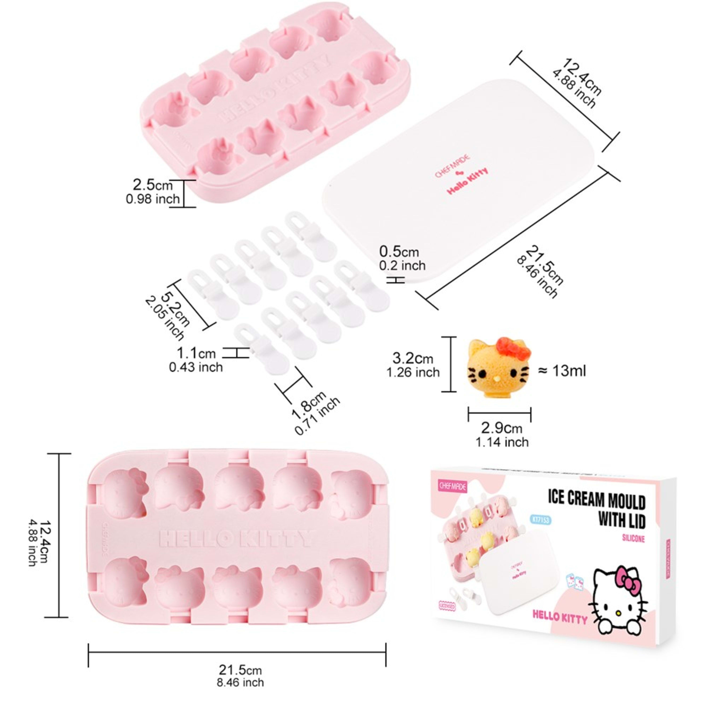 CHEFMADE x Sanrio Hello Kitty Shaped Silicone Ice Cream Mould with Lid 21.5x12.4x2.5cm