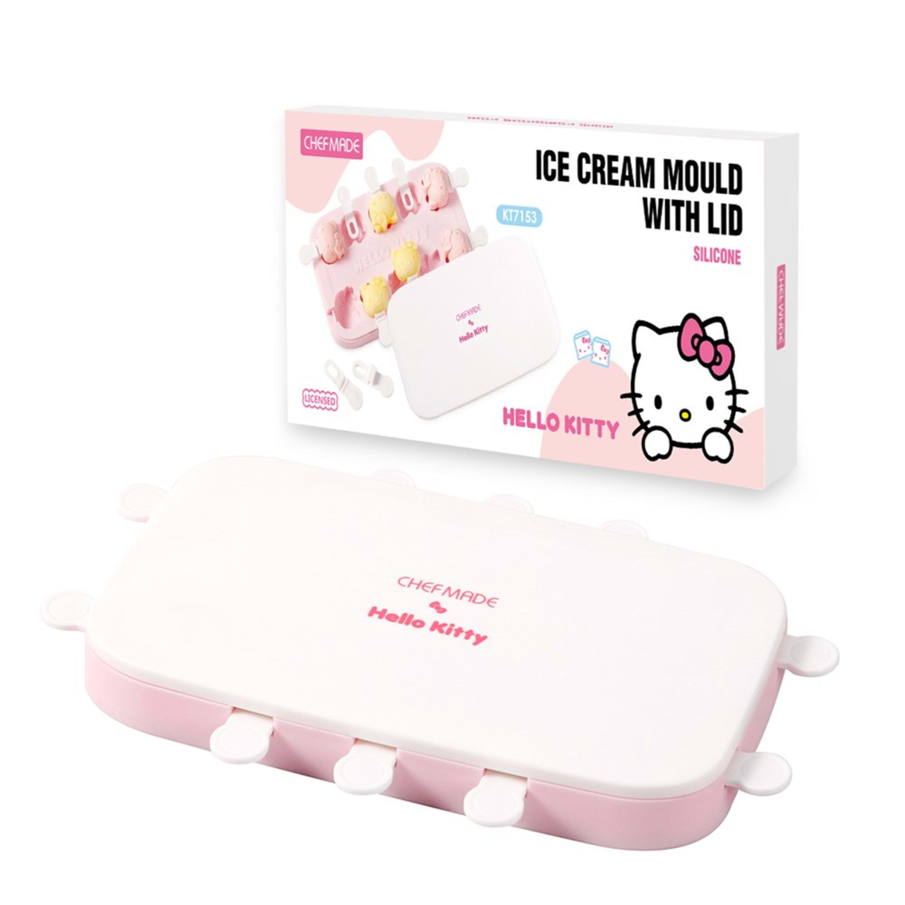 CHEFMADE x Sanrio Hello Kitty Shaped Silicone Ice Cream Mould with Lid 21.5x12.4x2.5cm