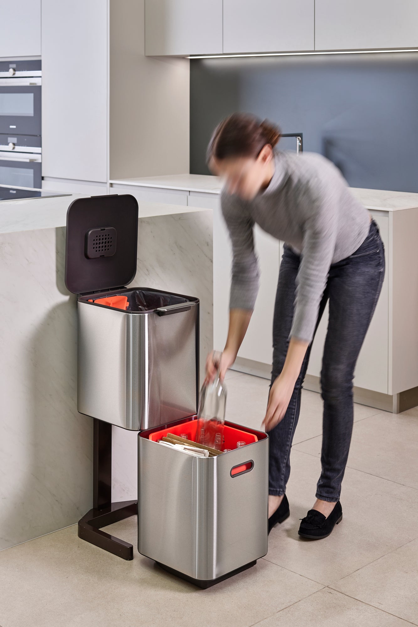 Joseph Joseph Totem Compact 40-Litre Waste Separation & Recycling  Unit - Stainless Steel