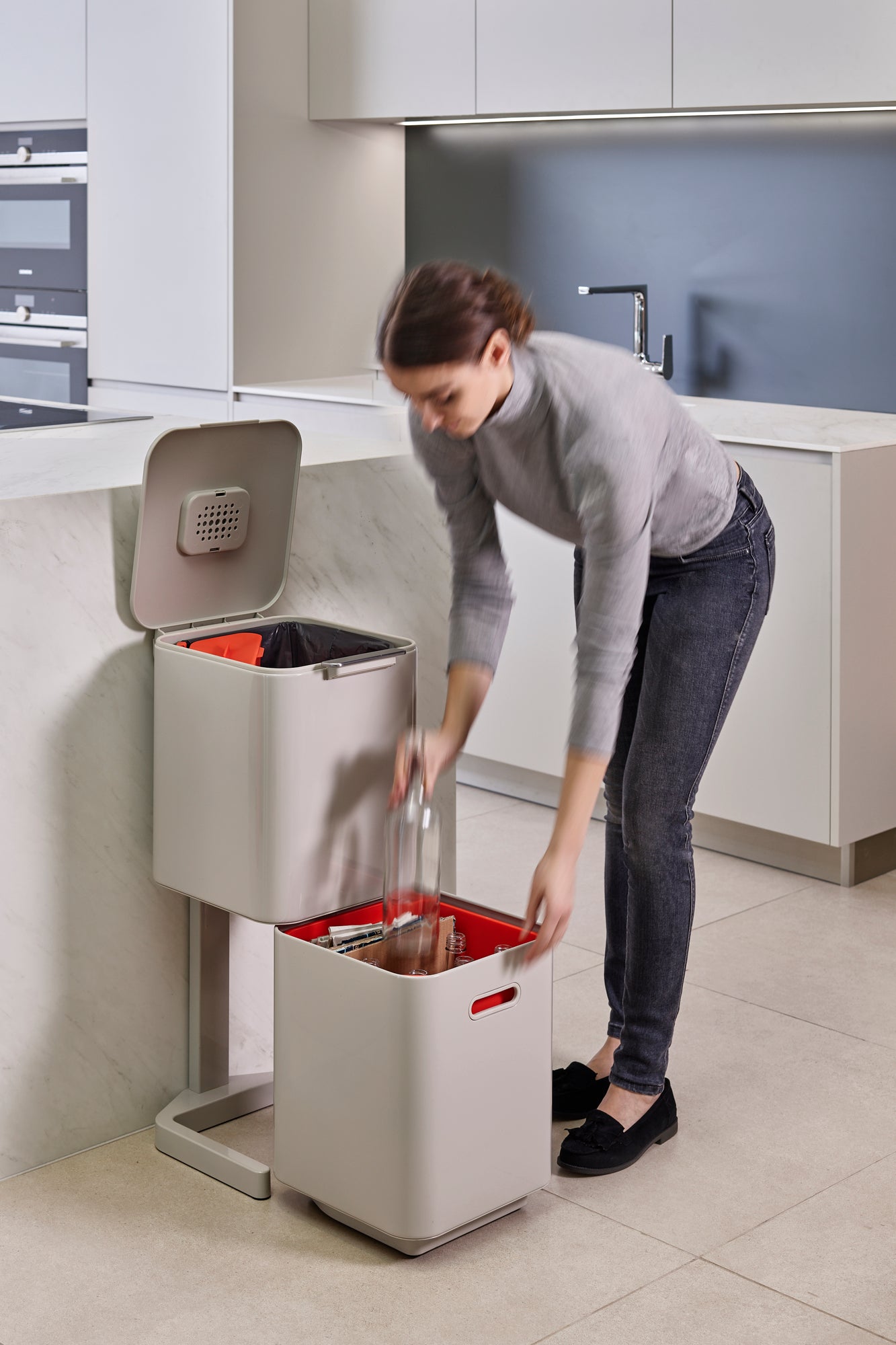 Joseph Joseph Totem Compact 40-Litre Waste Separation & Recycling  Unit - Stone