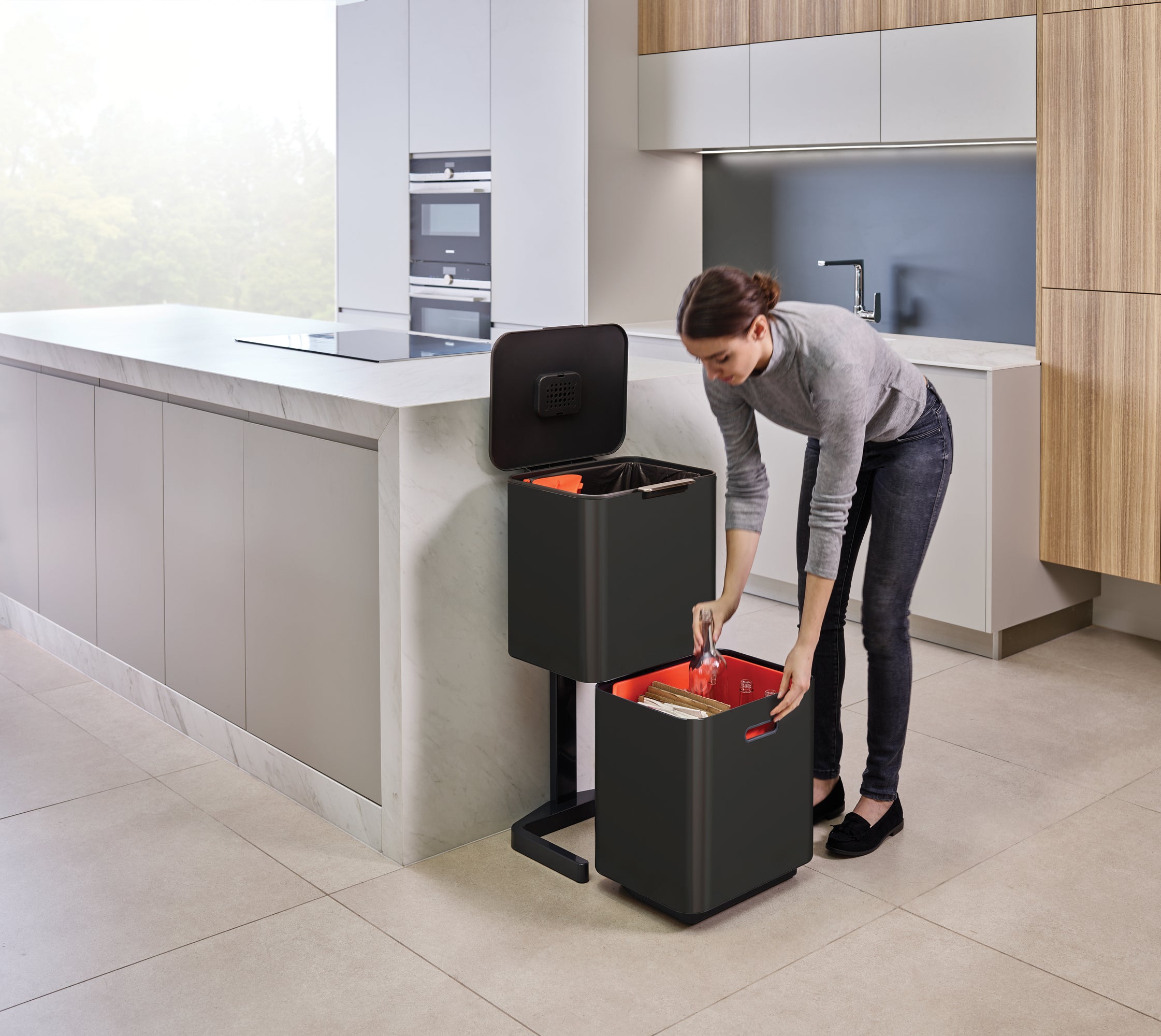 Joseph Joseph Totem Max 60-Litre Waste Separation & Recycling Unit   - Carbon Black