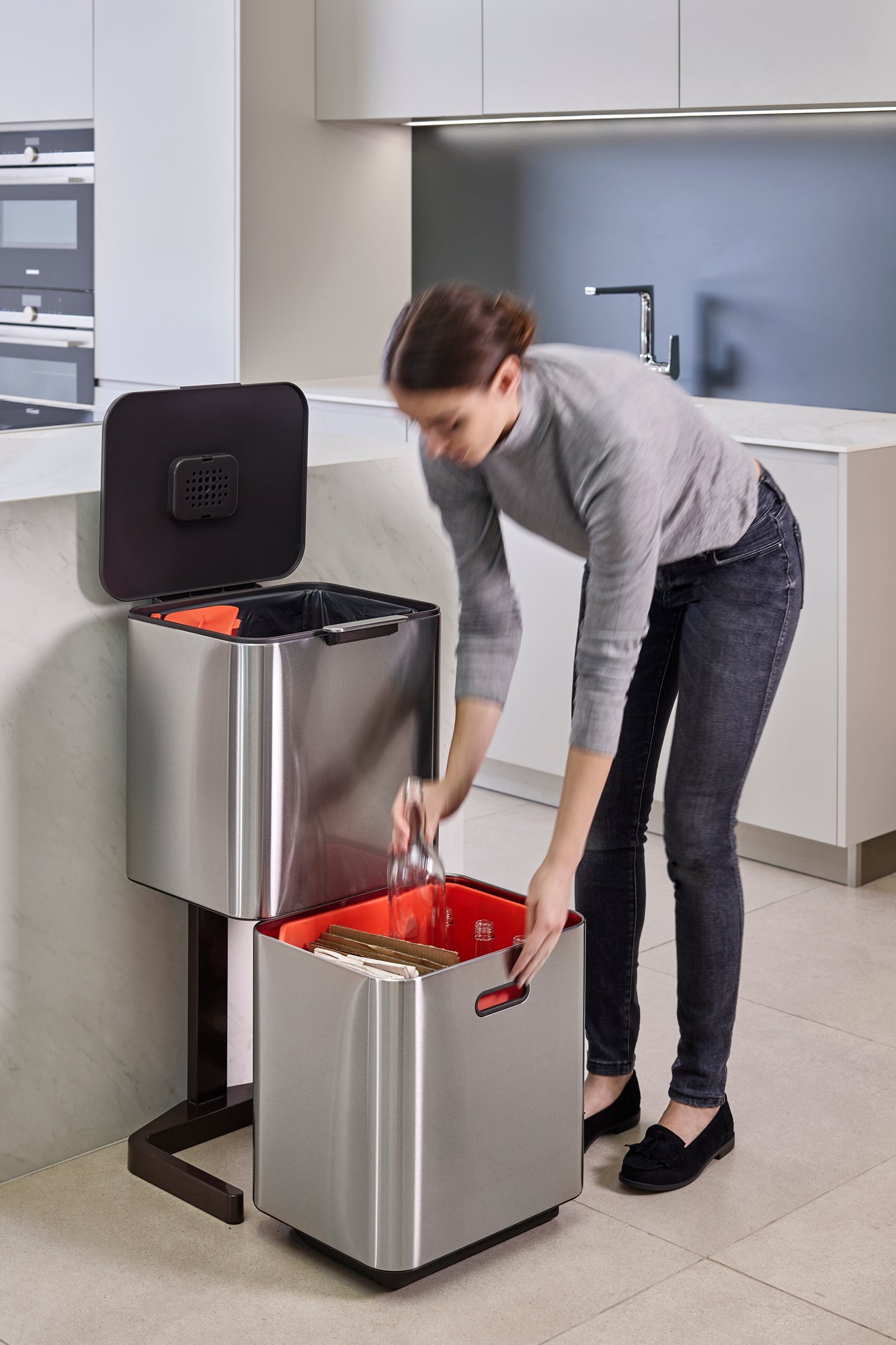 Joseph Joseph Totem Max 60-Litre Waste Separation & Recycling Unit   - Stainless Steel