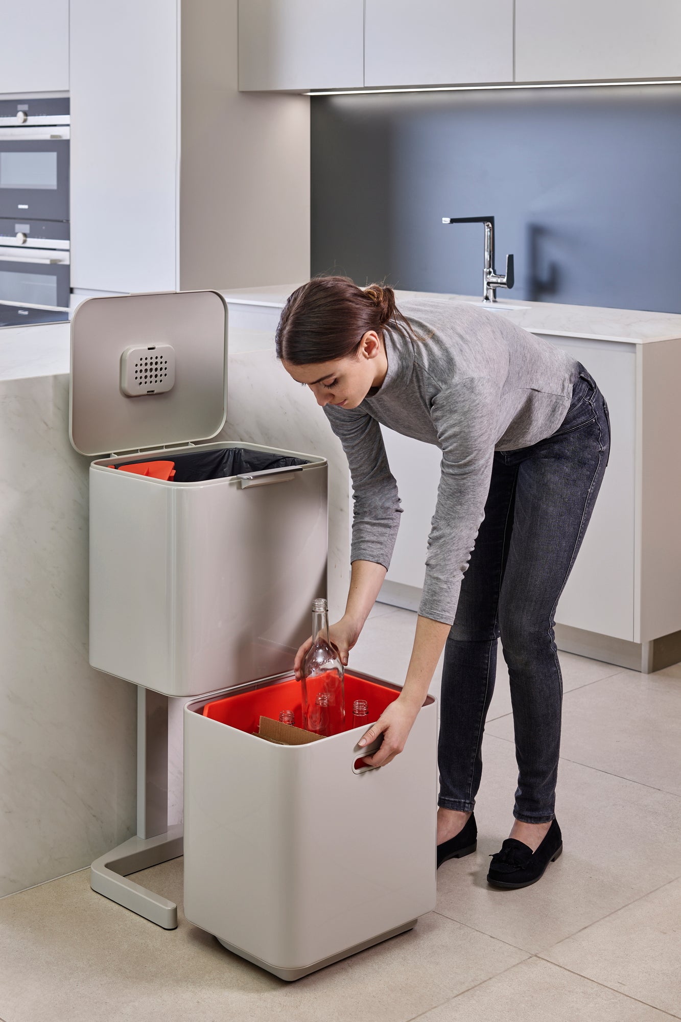 Joseph Joseph Totem Max 60-Litre Waste Separation & Recycling Unit   - Stone