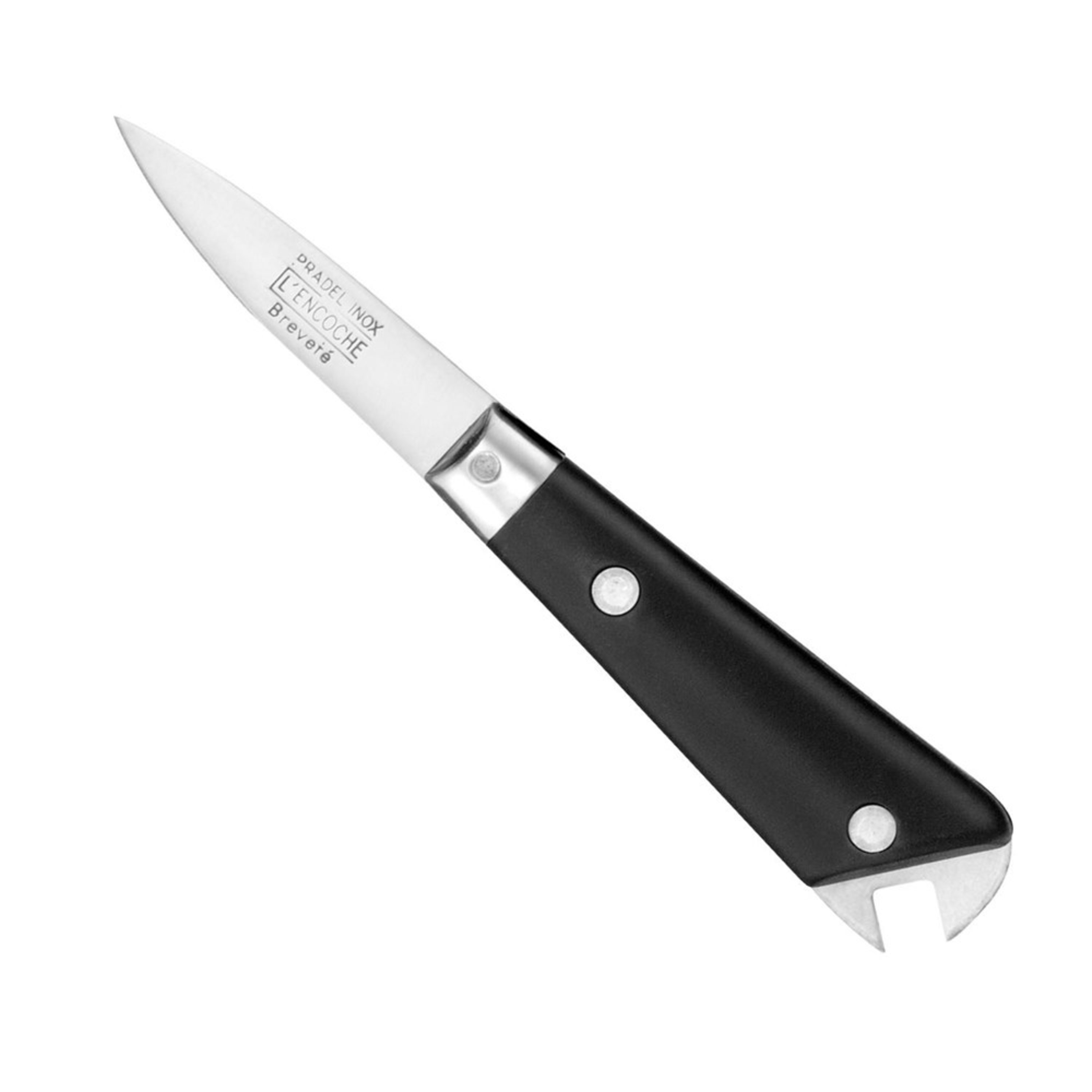 Laguiole Jean Néron Oyster Knife Full Tang Blade 25/10 Polypropylene Black Handle with Cracking Notch