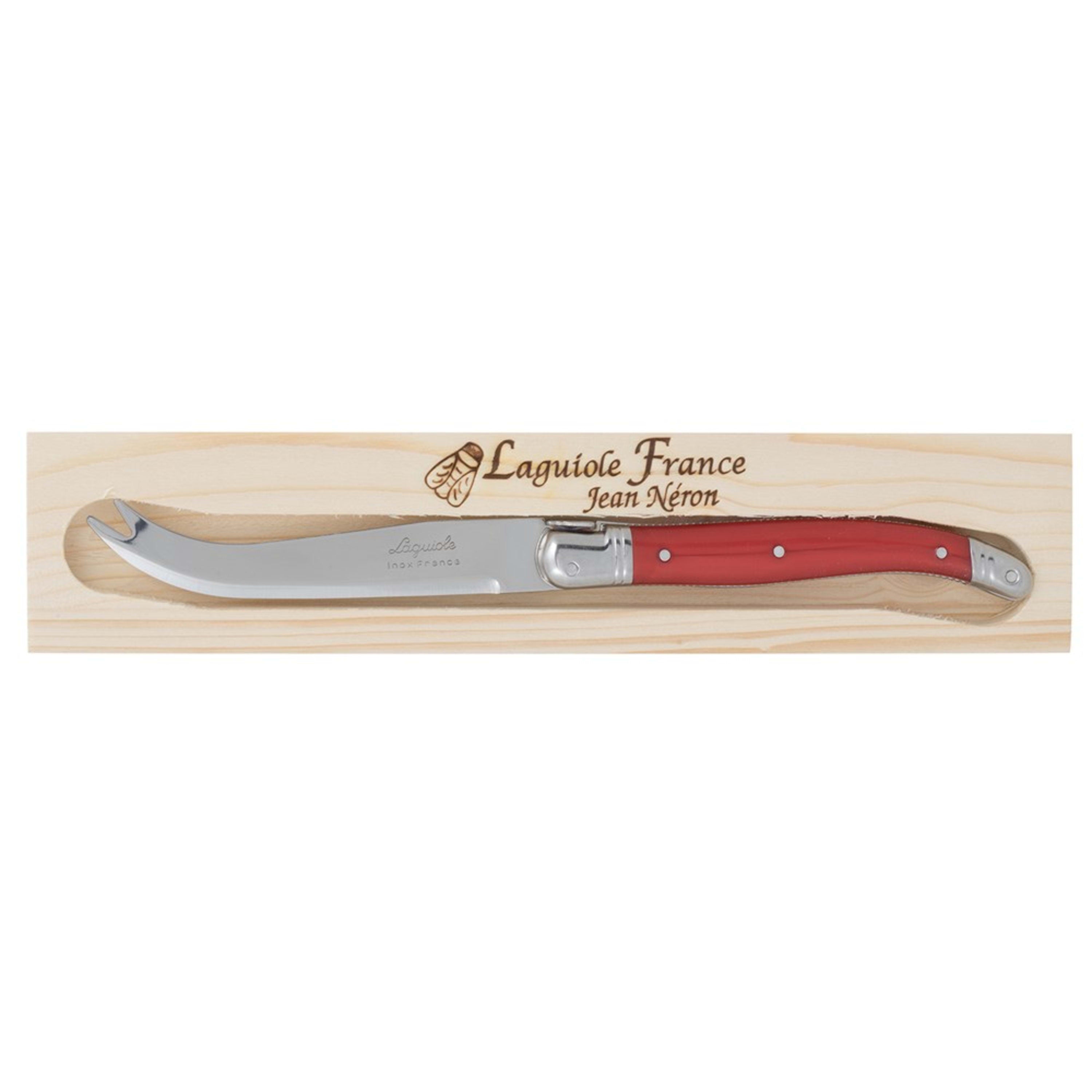 Laguiole Jean Néron Single Cheese Knife in Wooden Gift Box - Red