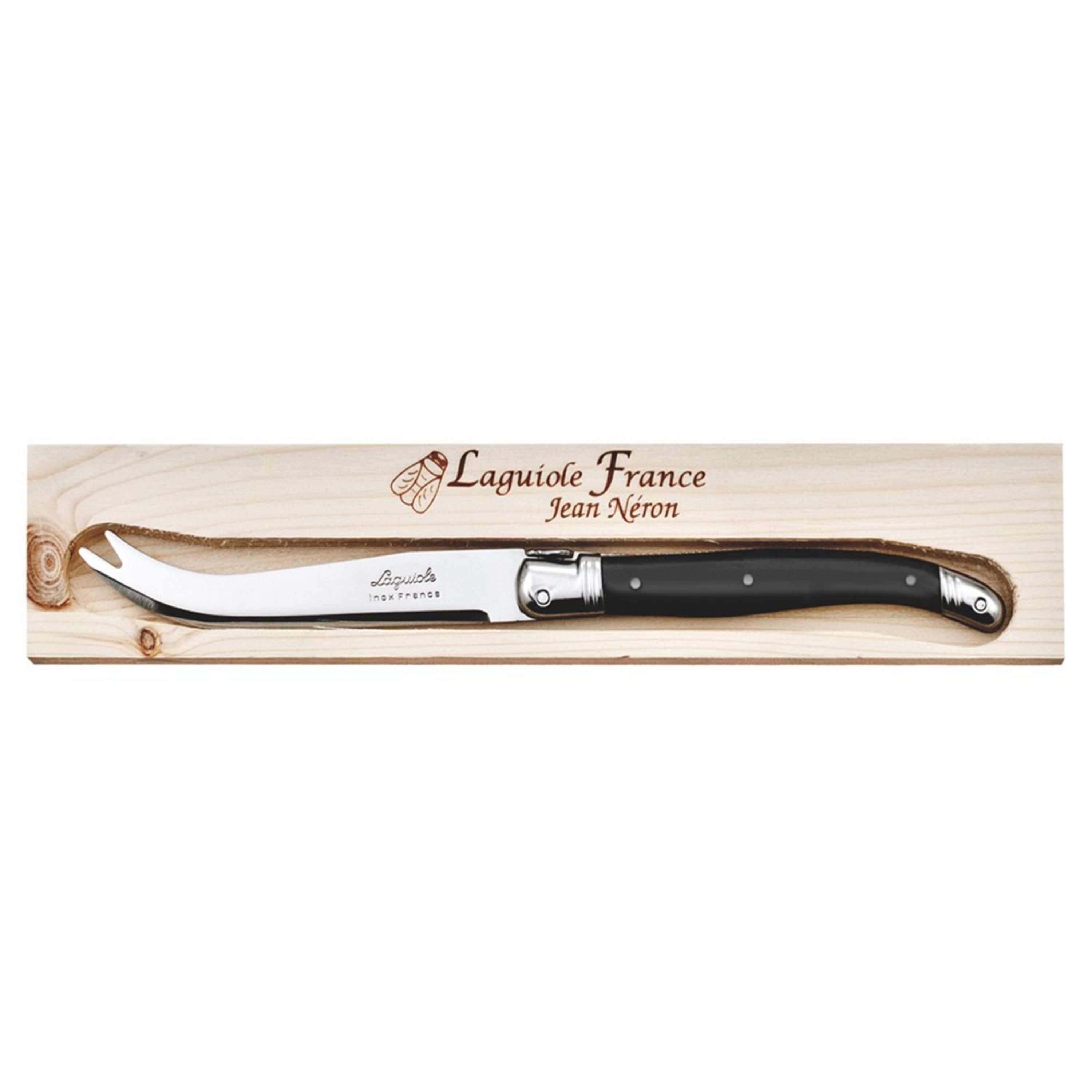 Laguiole Jean Néron Single Cheese Knife in Wooden Gift Box - Black
