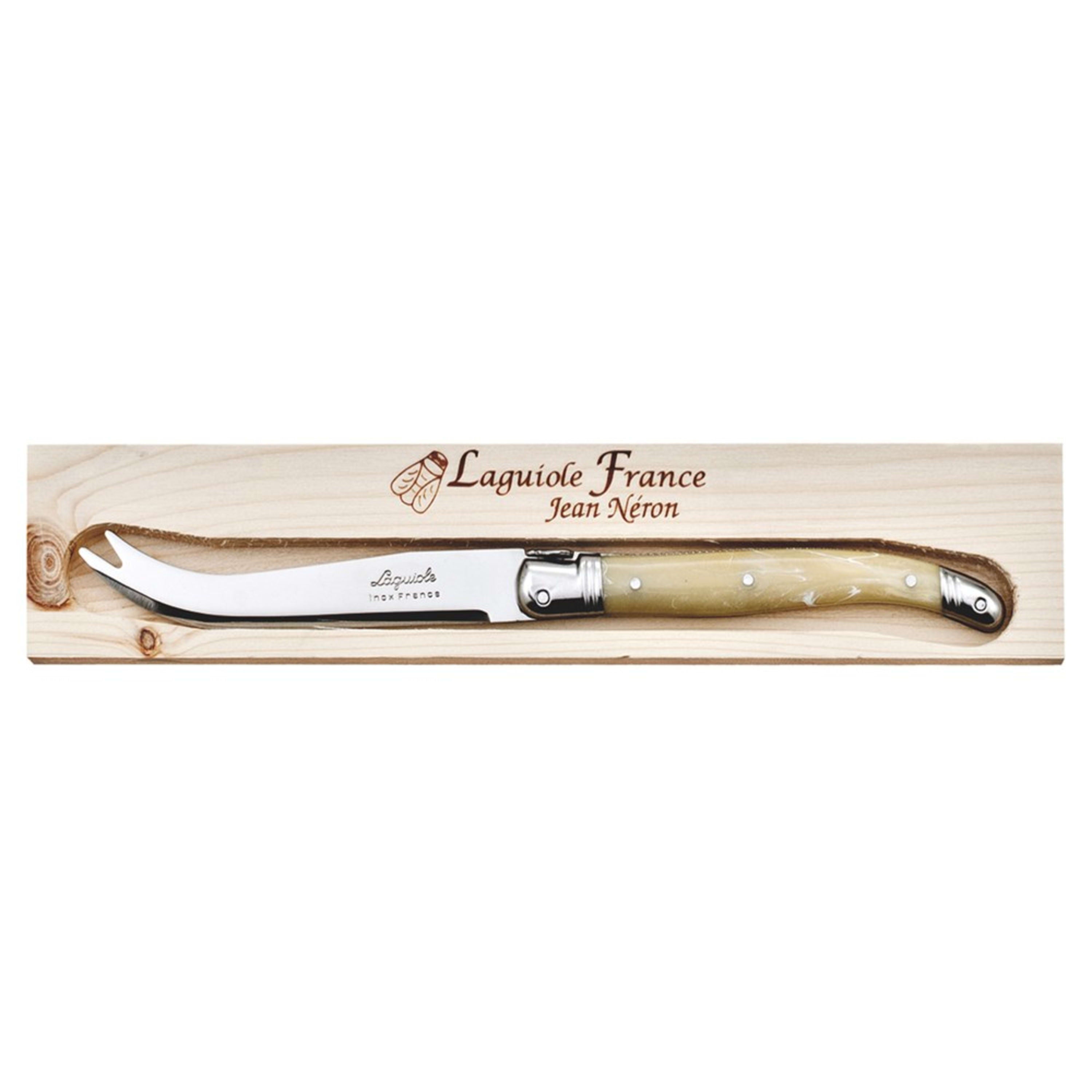 Laguiole Jean Néron Single Cheese Knife in Wooden Gift Box - Light Horn
