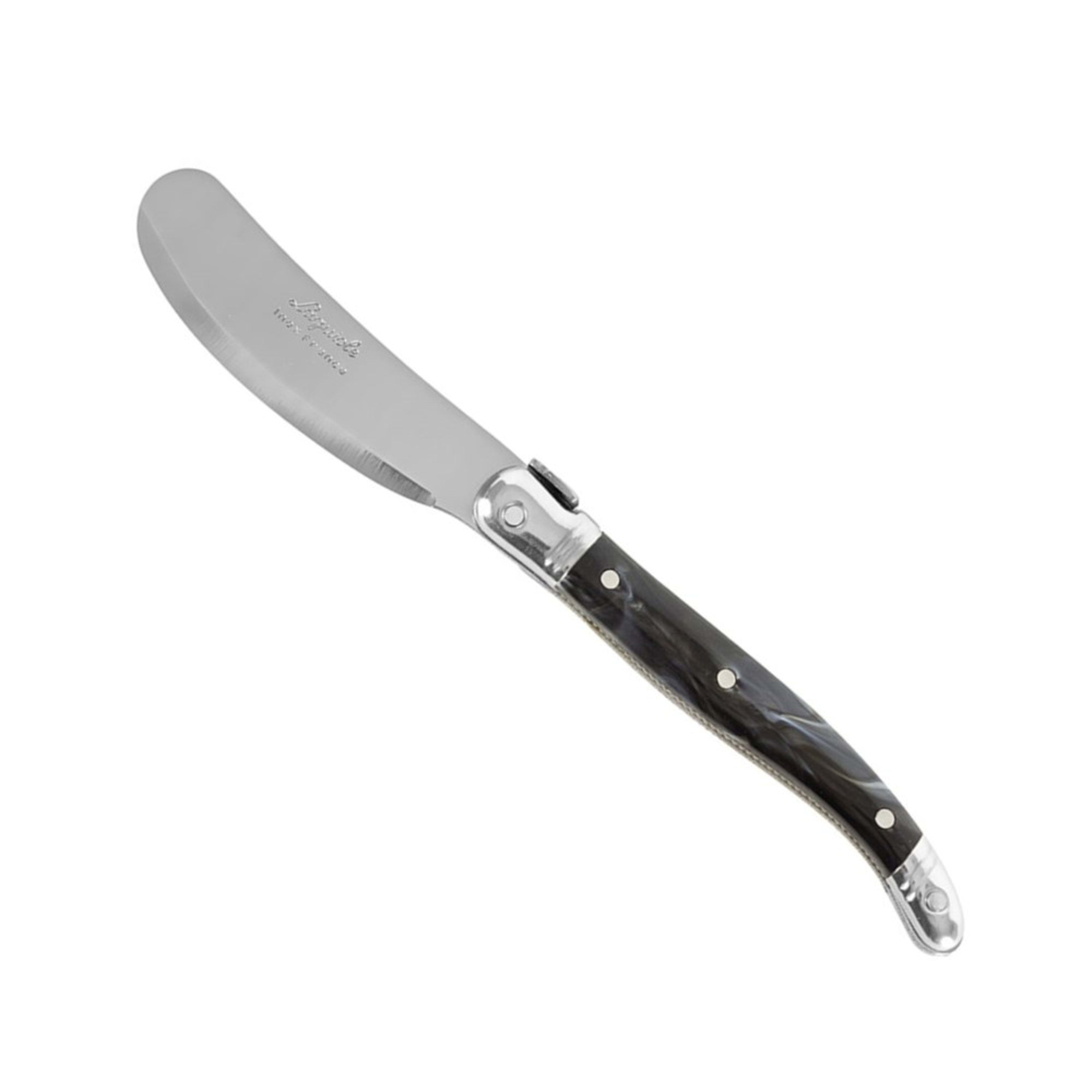Laguiole Jean Néron Single Butter & Pate Knife - Black Horn