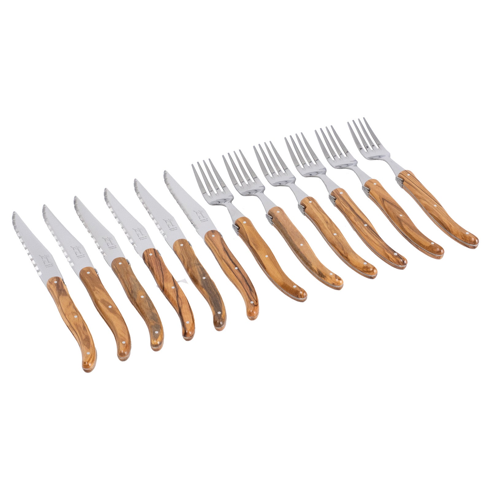 Laguiole Jean Neron Olive Wood Cutlery Set of 12