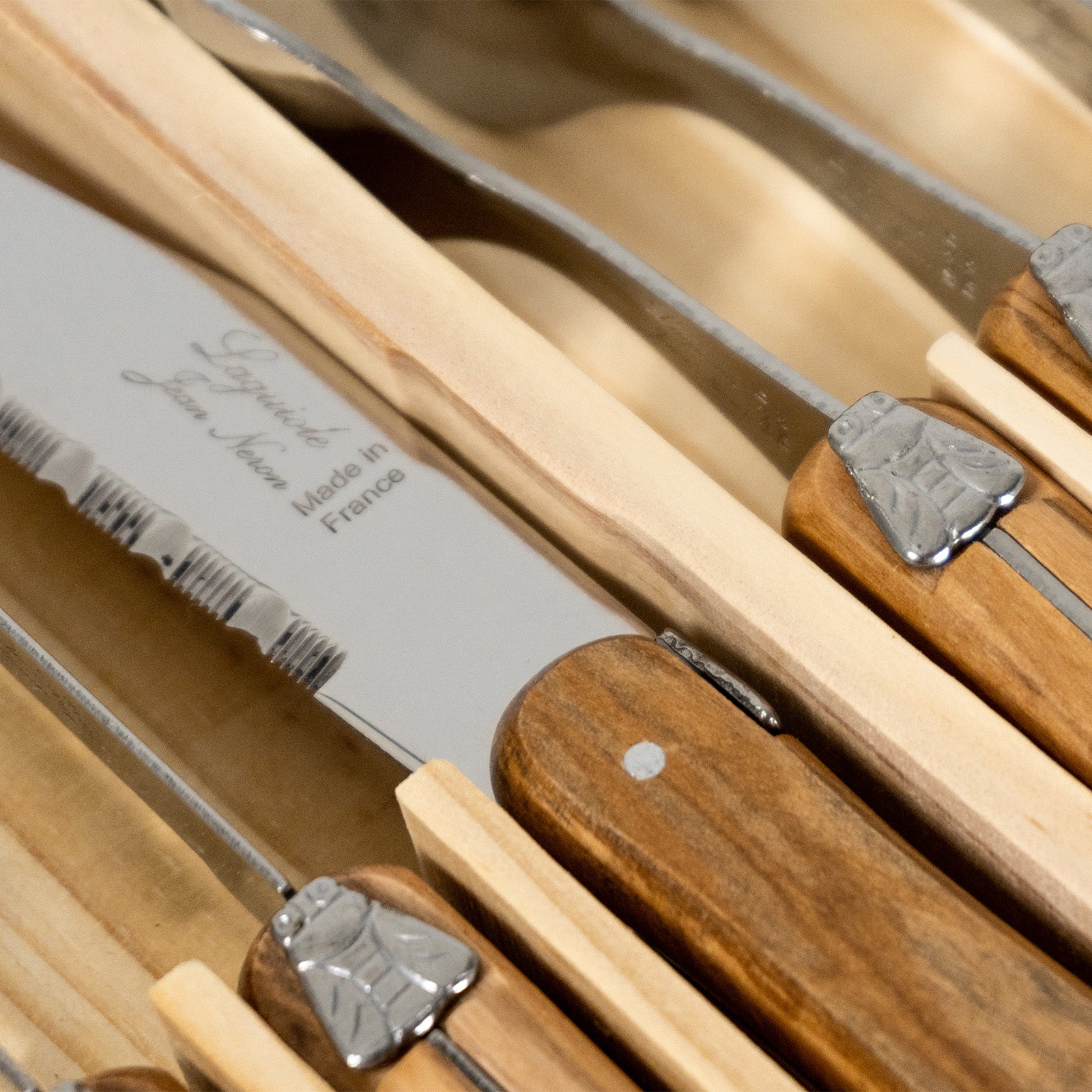 Laguiole Jean Neron Olive Wood Cutlery Set of 12