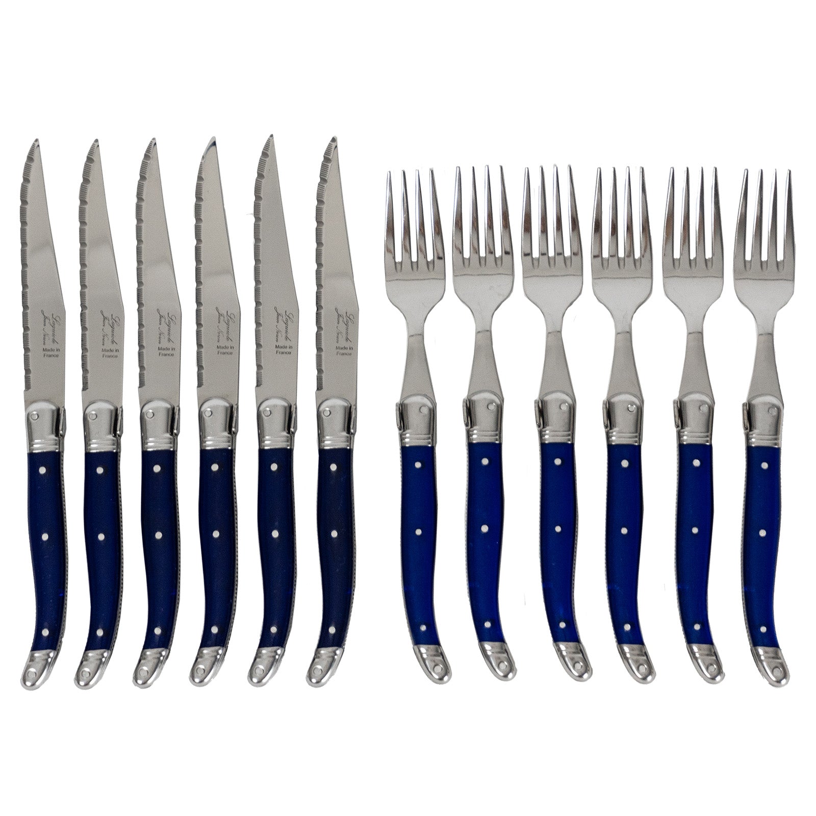 Laguiole Jean Neron Cutlery Set of 12 - French Blue