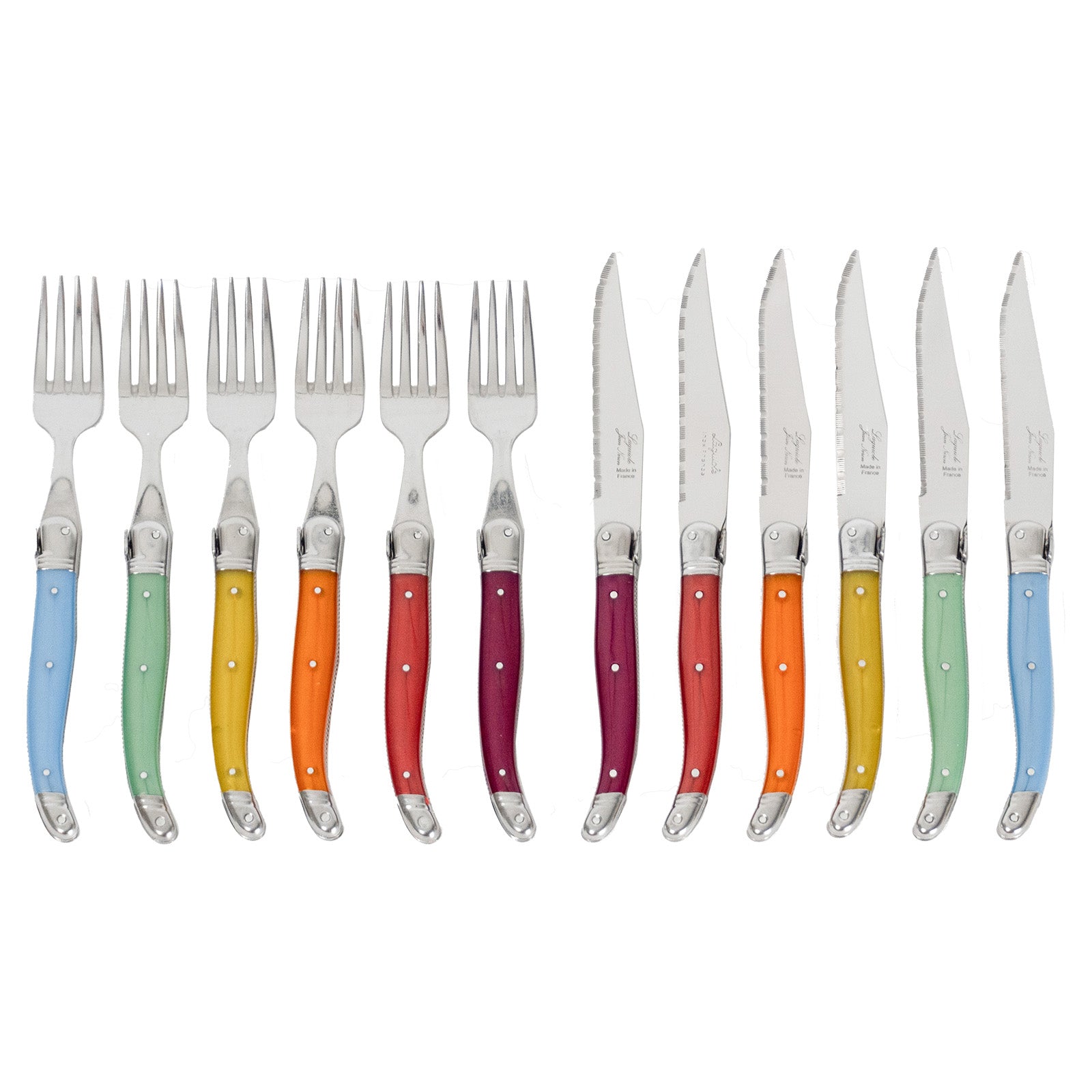 Laguiole Jean Neron Cutlery Set of 12 - Mixed Colour