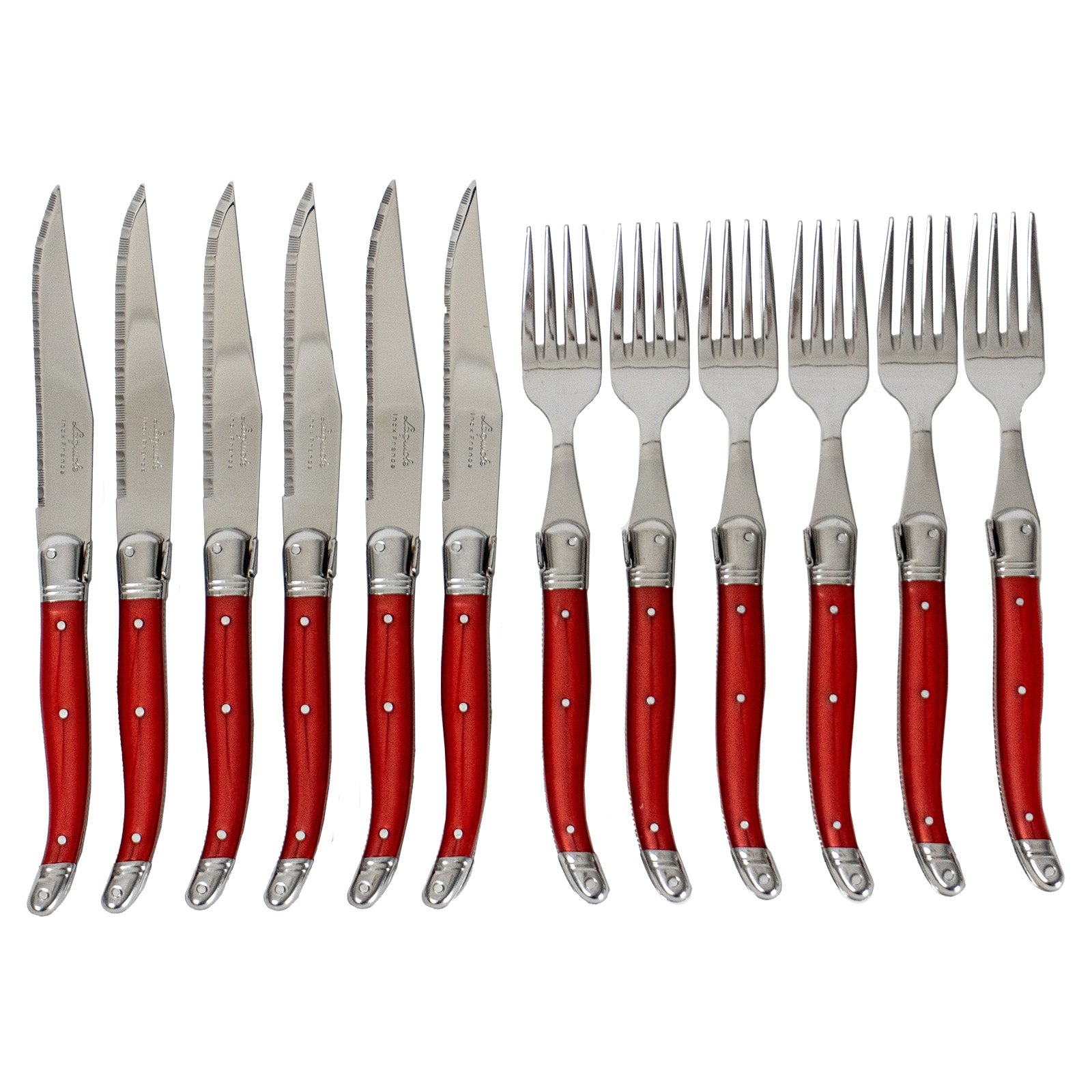 Laguiole Jean Neron Cutlery Set of 12 - Red