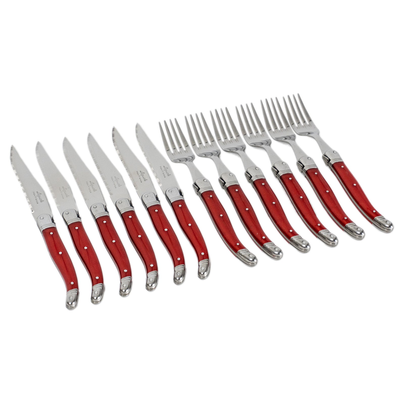 Laguiole Jean Neron Cutlery Set of 12 - Red