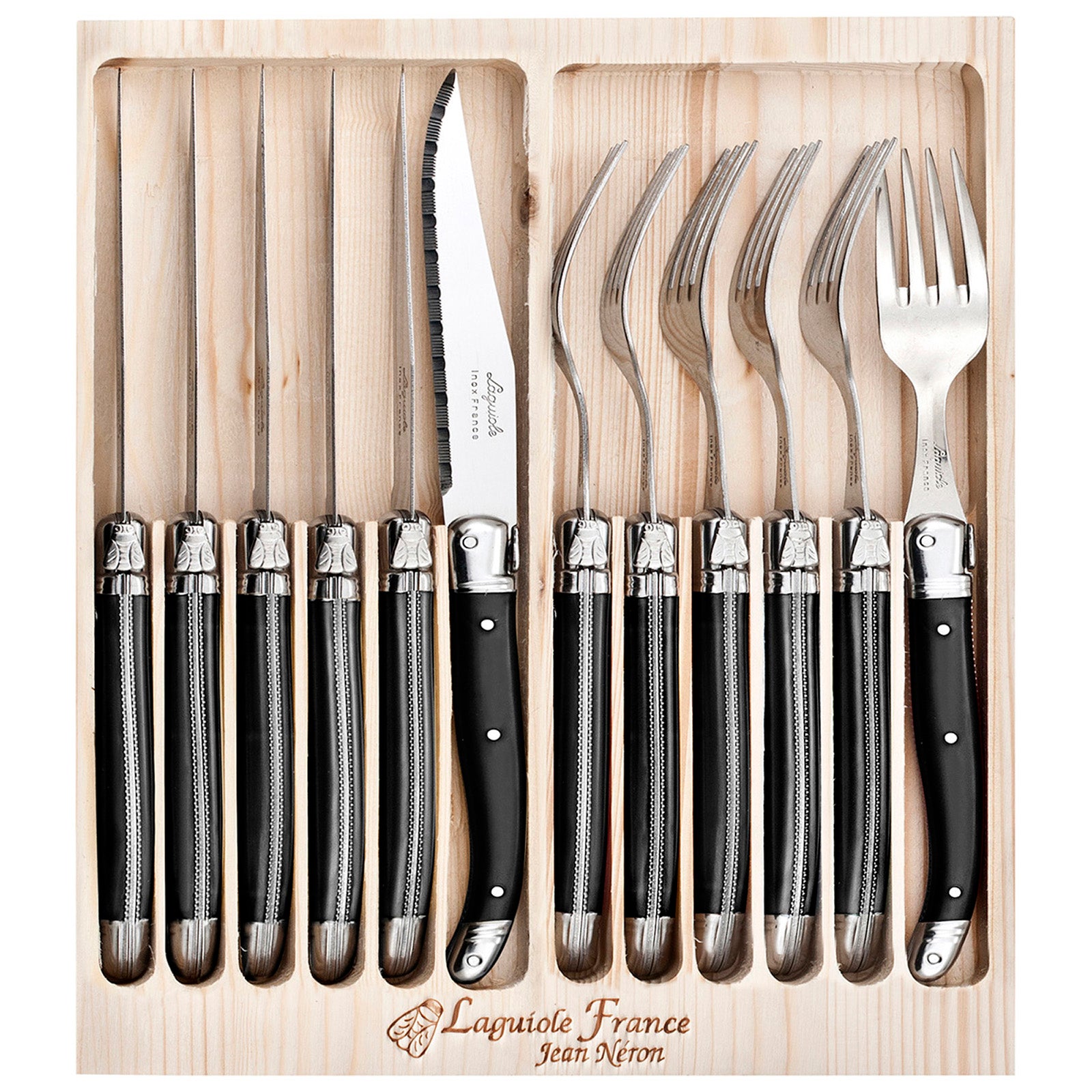 Laguiole Jean Neron Cutlery Set of 12 - Black