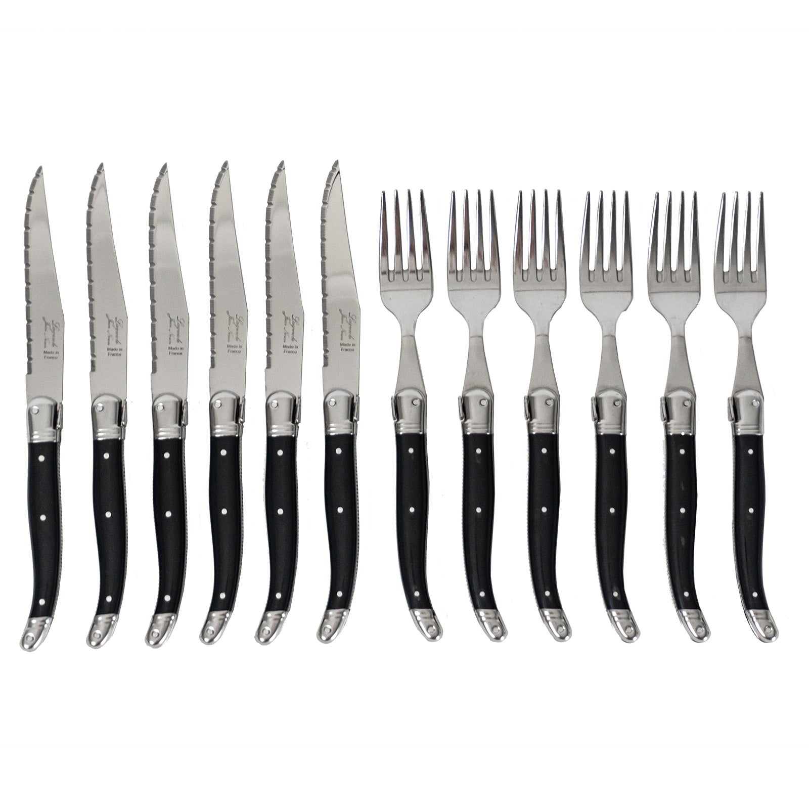 Laguiole Jean Neron Cutlery Set of 12 - Black