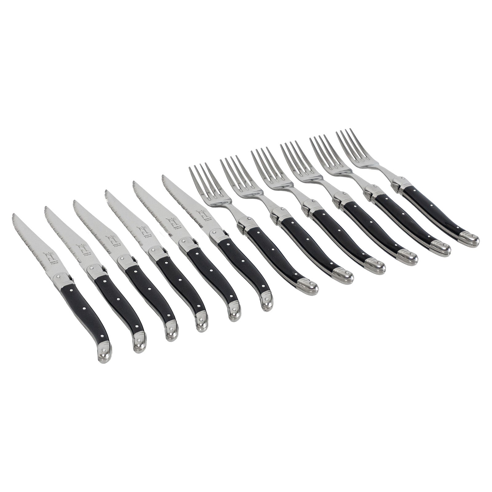 Laguiole Jean Neron Cutlery Set of 12 - Black