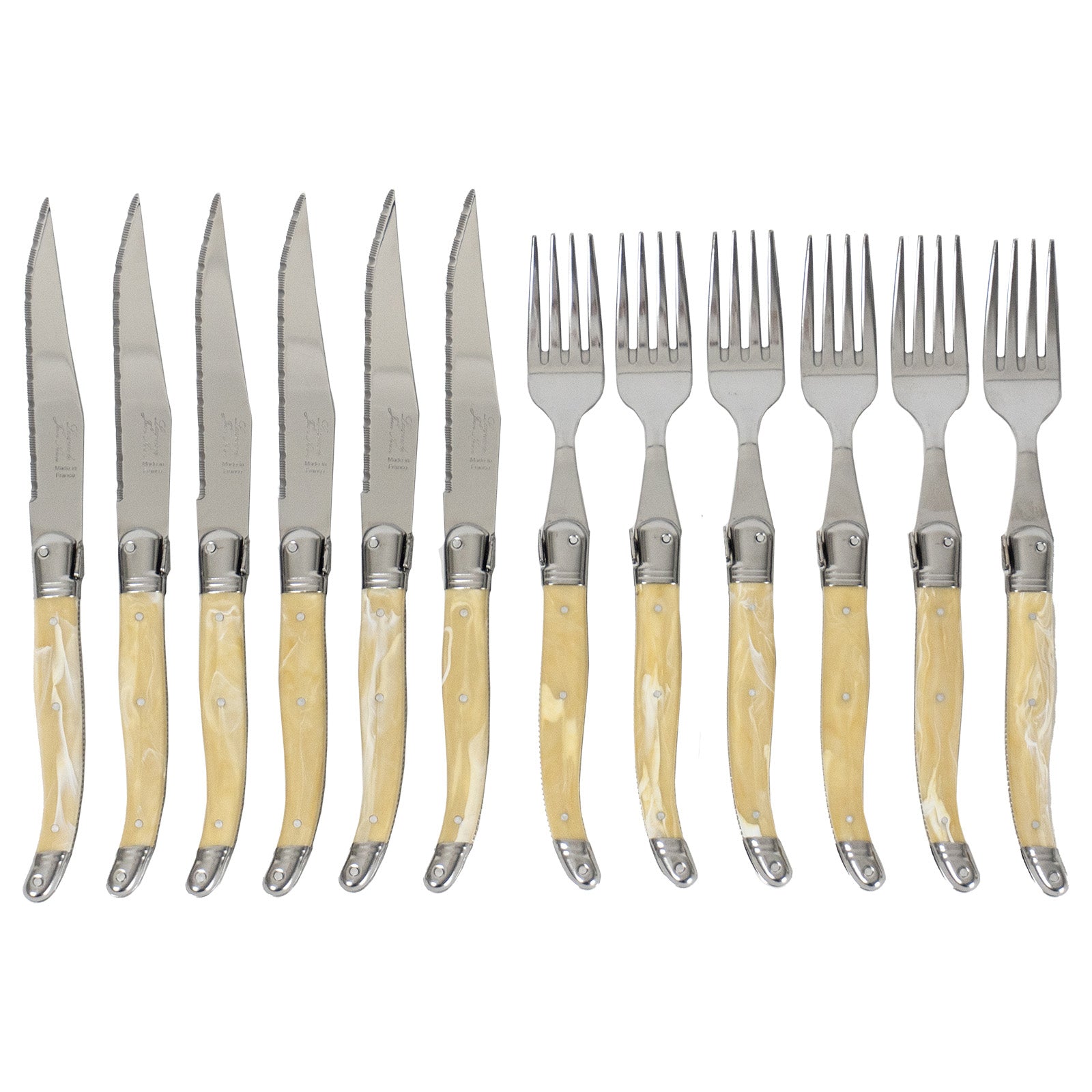 Laguiole Jean Neron Cutlery Set of 12 - Light Horn