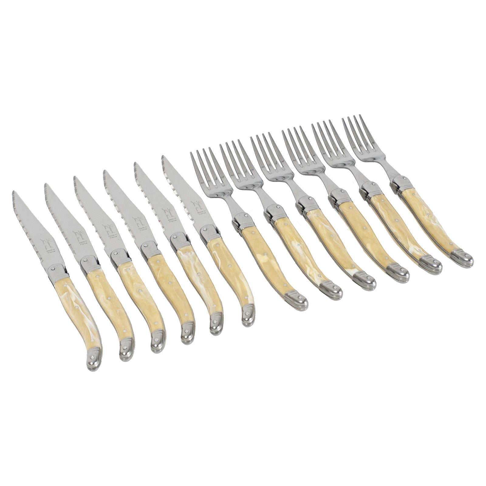 Laguiole Jean Neron Cutlery Set of 12 - Light Horn