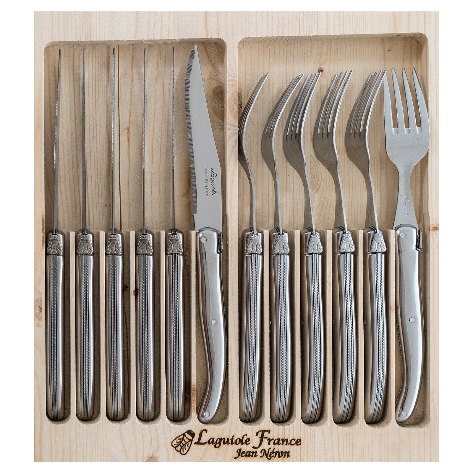 Laguiole Jean Neron Stainless Steel Handle Cutlery Set of 12
