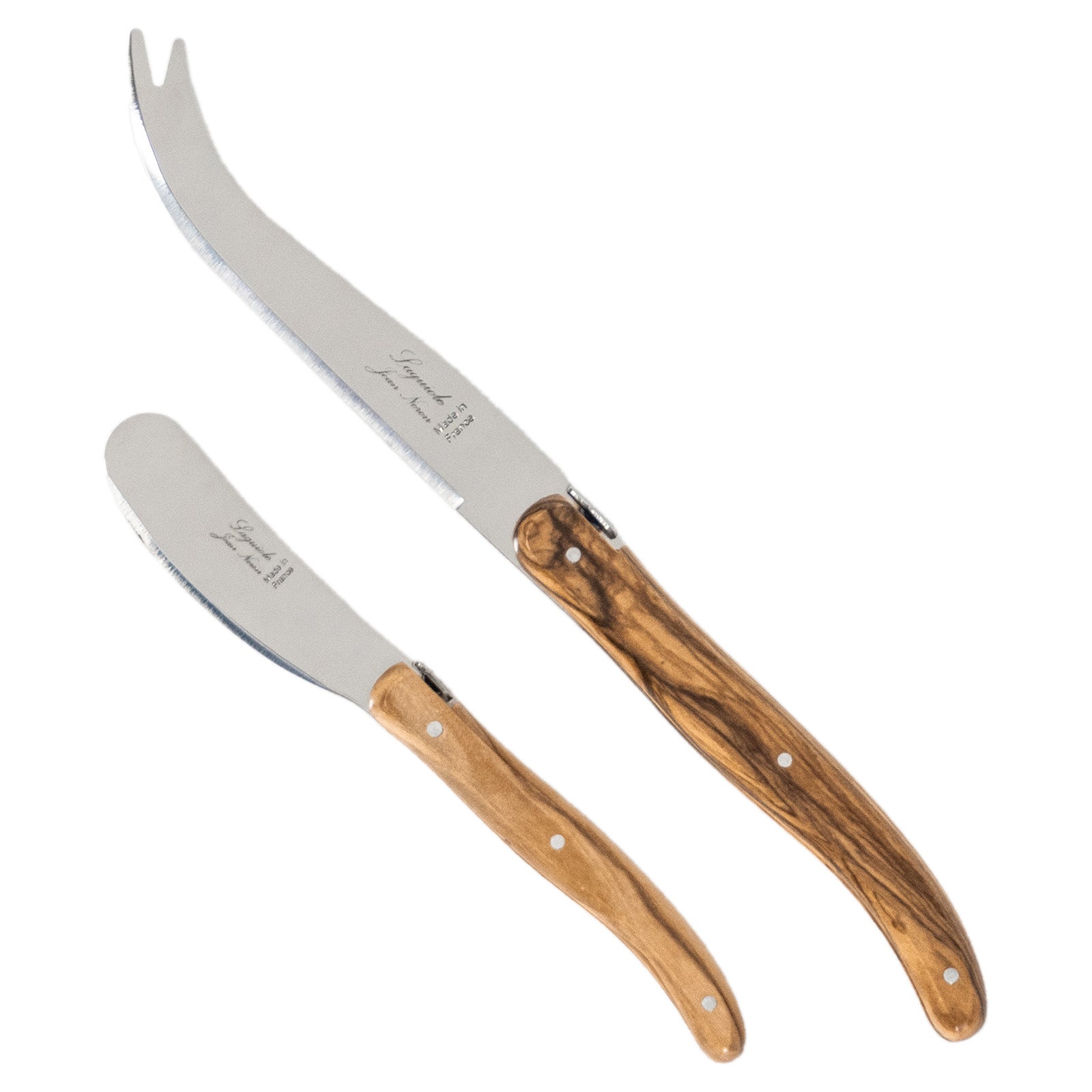 Laguiole Jean Neron Olive Wood Cheese & Pate Knife Set