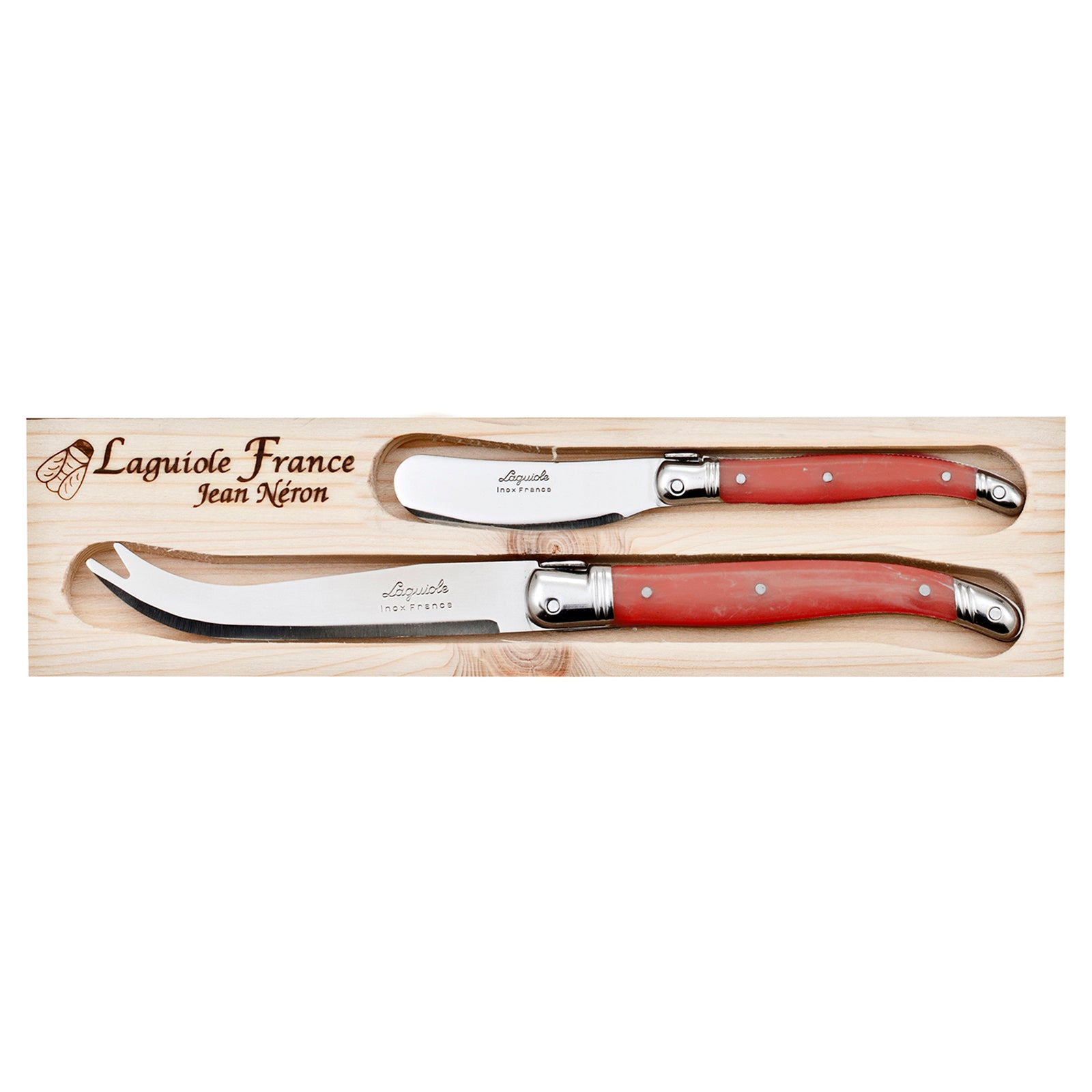 Laguiole Jean Neron Cheese & Pate Knife Set - Red