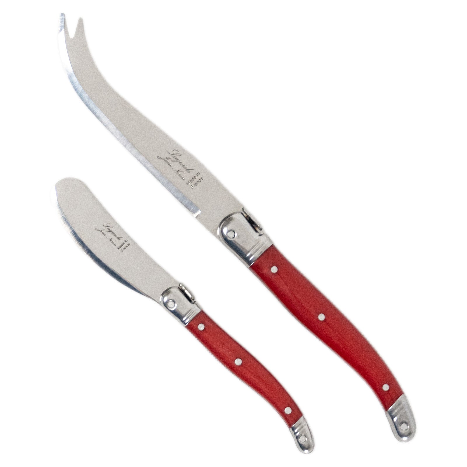 Laguiole Jean Neron Cheese & Pate Knife Set - Red