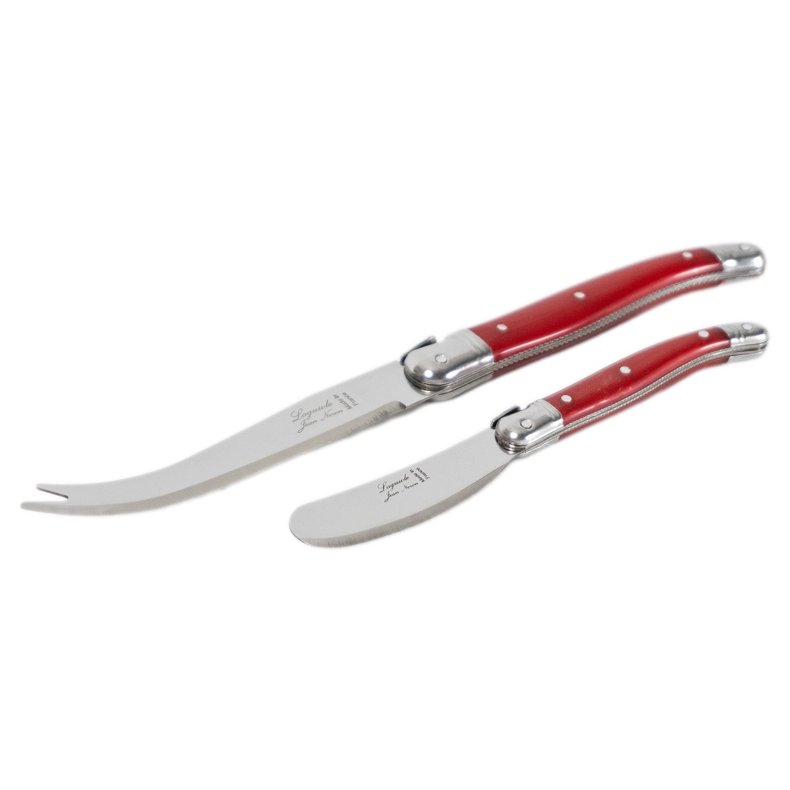 Laguiole Jean Neron Cheese & Pate Knife Set - Red
