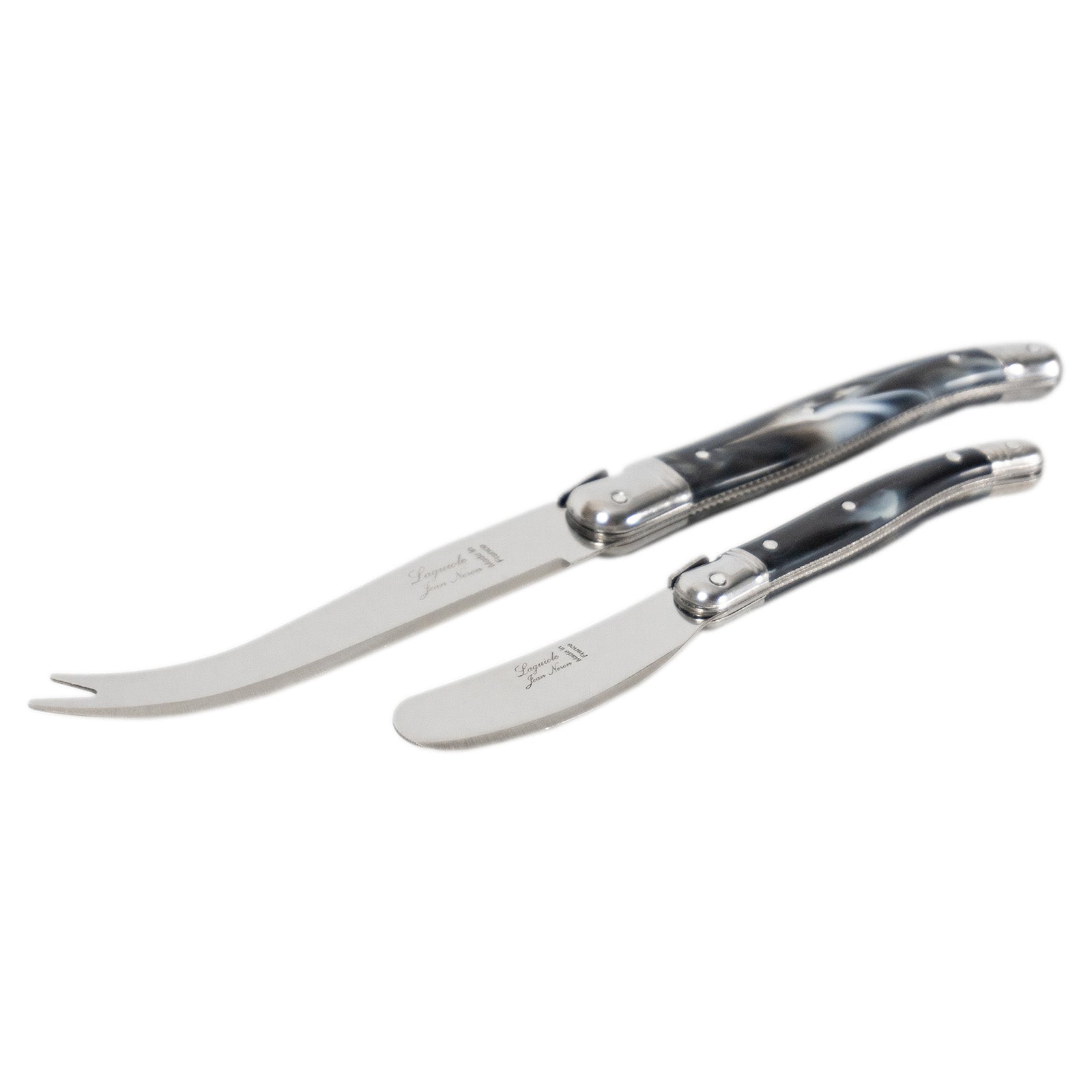 Laguiole Jean Neron Cheese & Pate Knife Set - Black Horn
