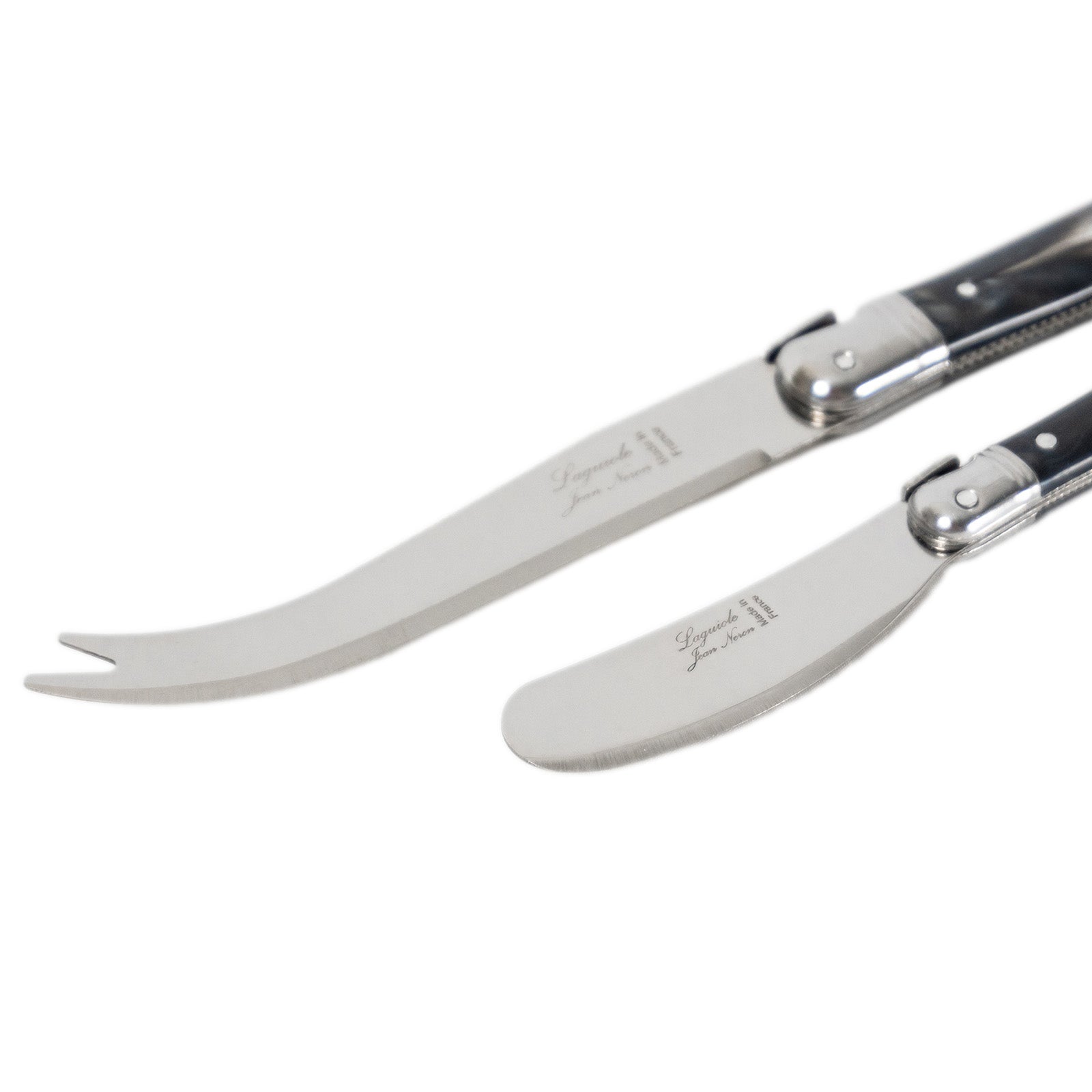 Laguiole Jean Neron Cheese & Pate Knife Set - Black Horn