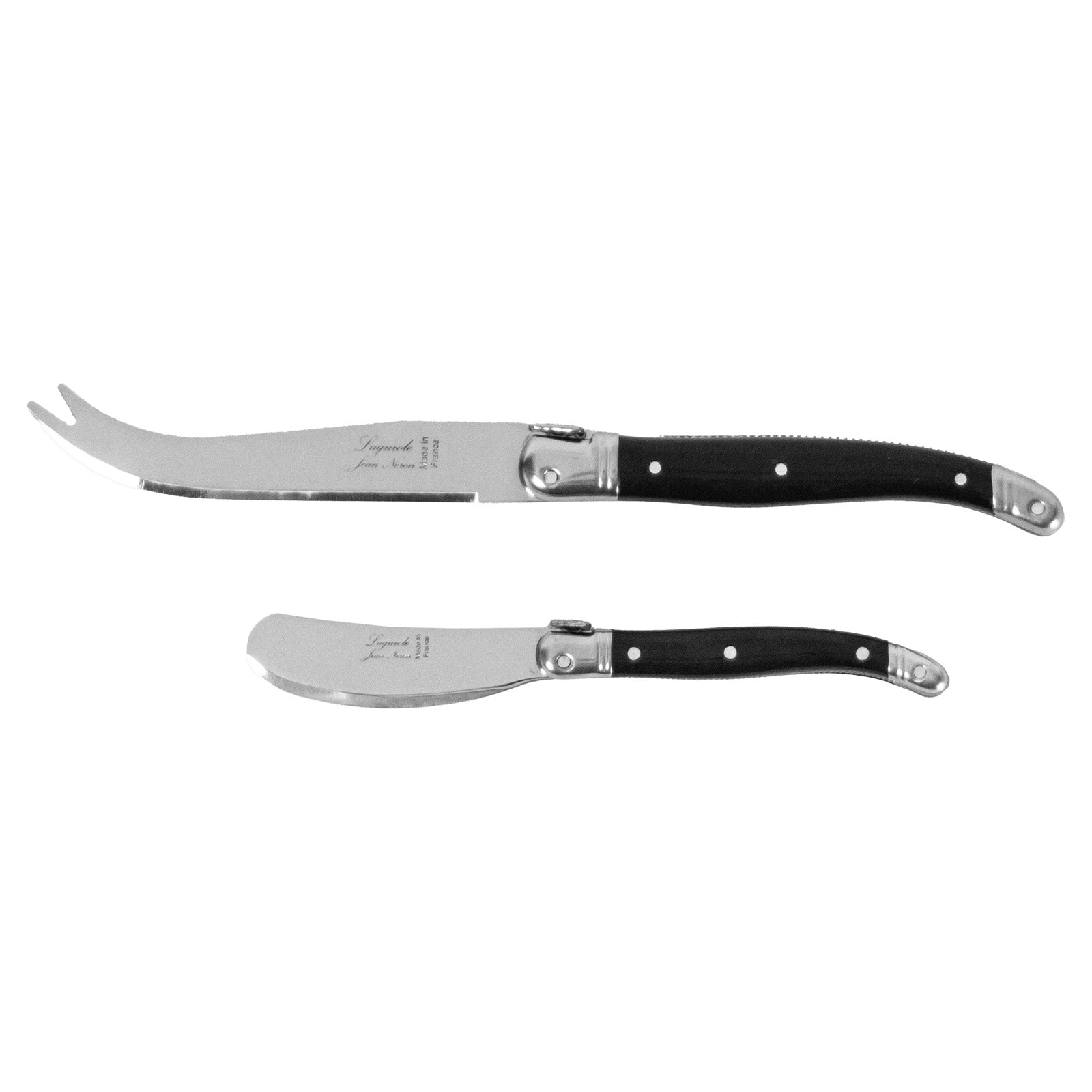 Laguiole Jean Neron Cheese & Pate Knife Set - Black