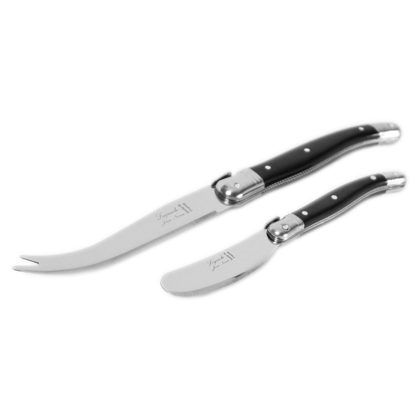 Laguiole Jean Neron Cheese & Pate Knife Set - Black