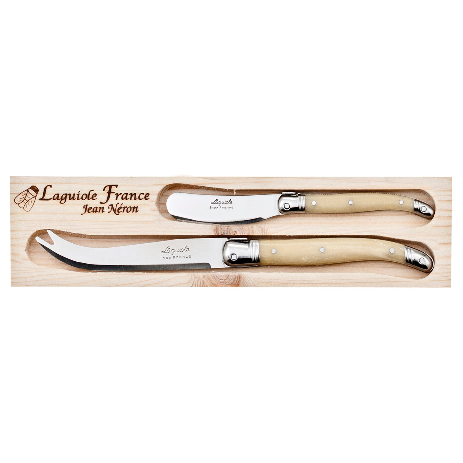 Laguiole Jean Neron Cheese & Pate Knife Set - Light Horn