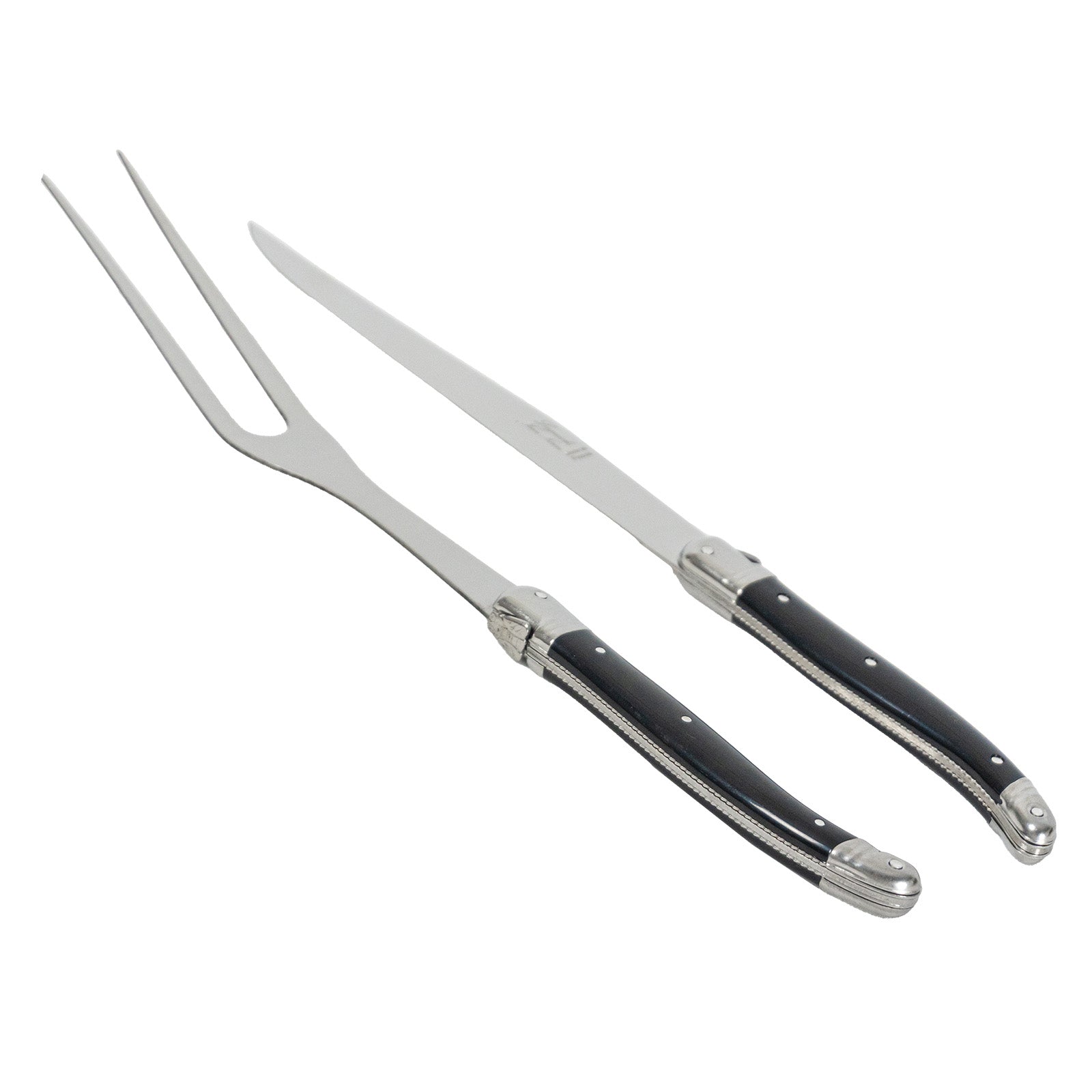 Laguiole Jean Neron Carving Knife & Fork Set - Black