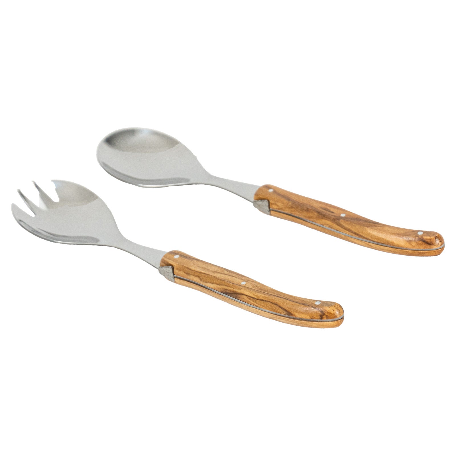 Laguiole Jean Neron Olive Wood Salad Server Set