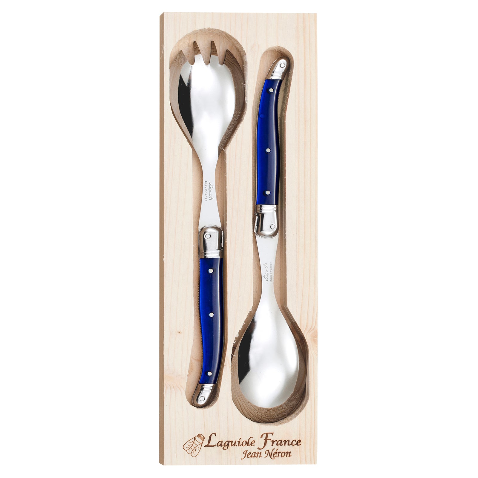 Laguiole Jean Neron Salad Server Set - French Blue