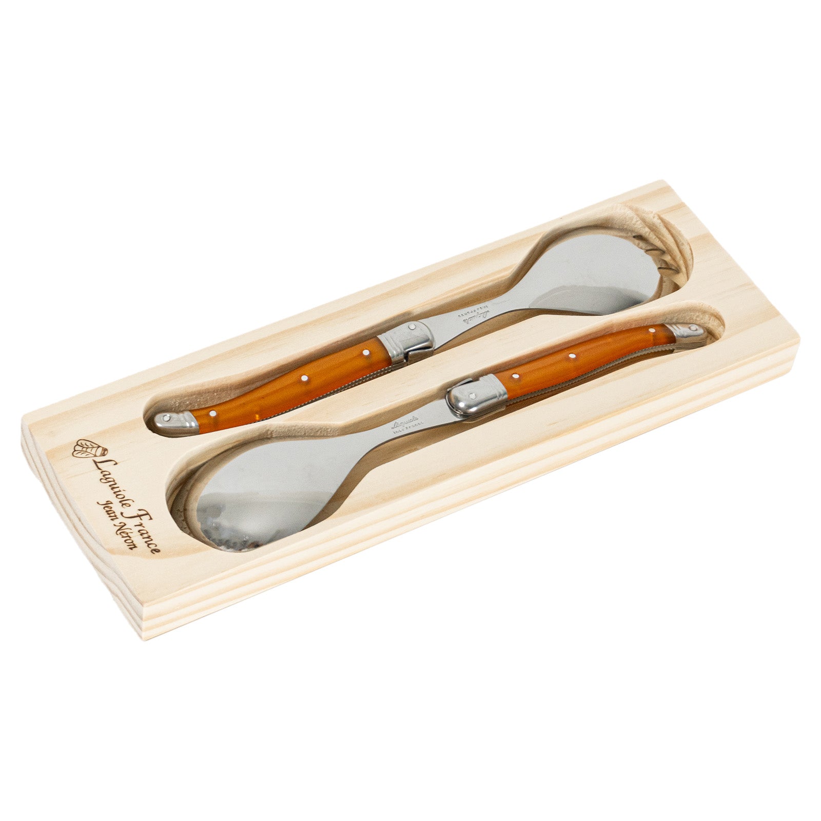 Laguiole Jean Neron Salad Server Set - Orange