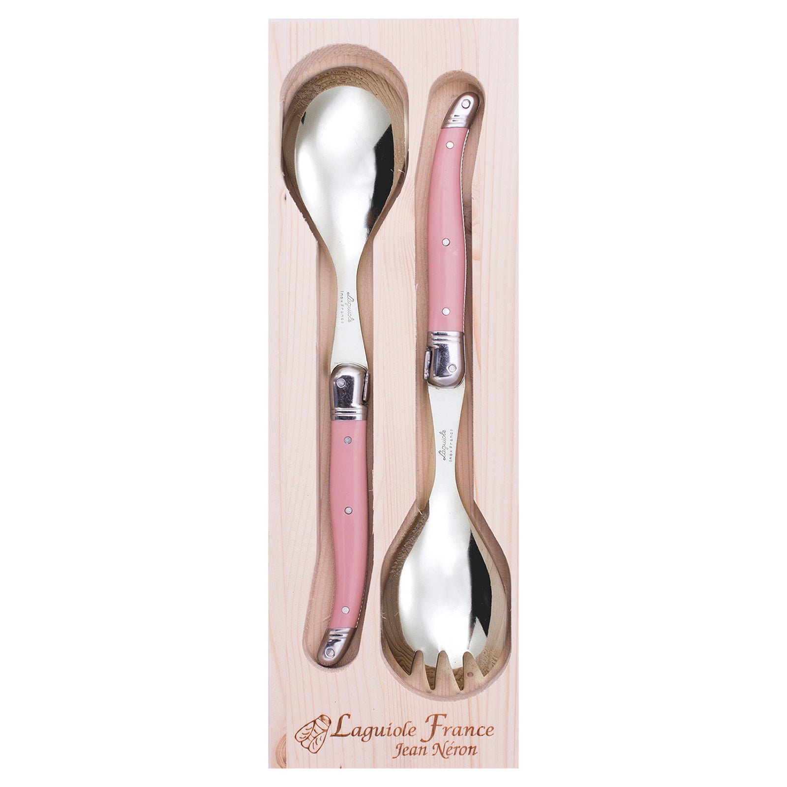 Laguiole Jean Neron Salad Server Set - NBCF Pink Special Edition