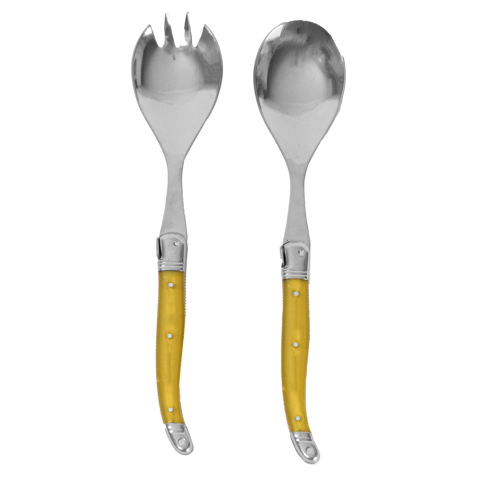Laguiole Jean Neron Salad Server Set - Yellow