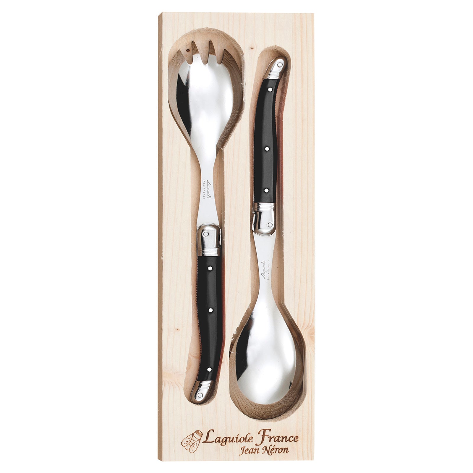 Laguiole Jean Neron Salad Server Set - Black