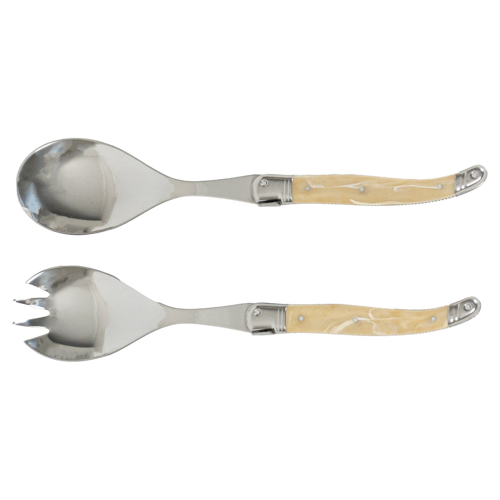 Laguiole Jean Neron Salad Server Set - Light Horn